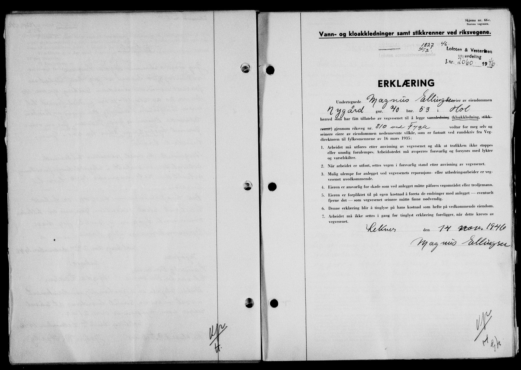 Lofoten sorenskriveri, SAT/A-0017/1/2/2C/L0015a: Mortgage book no. 15a, 1946-1947, Diary no: : 1827/1946