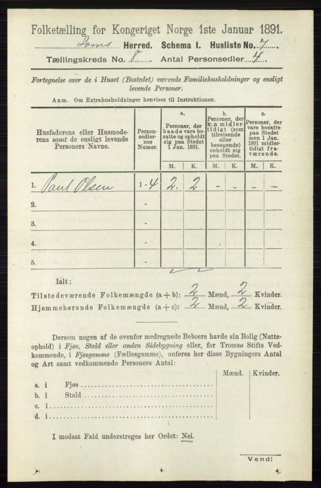 RA, 1891 census for 0514 Lom, 1891, p. 3049