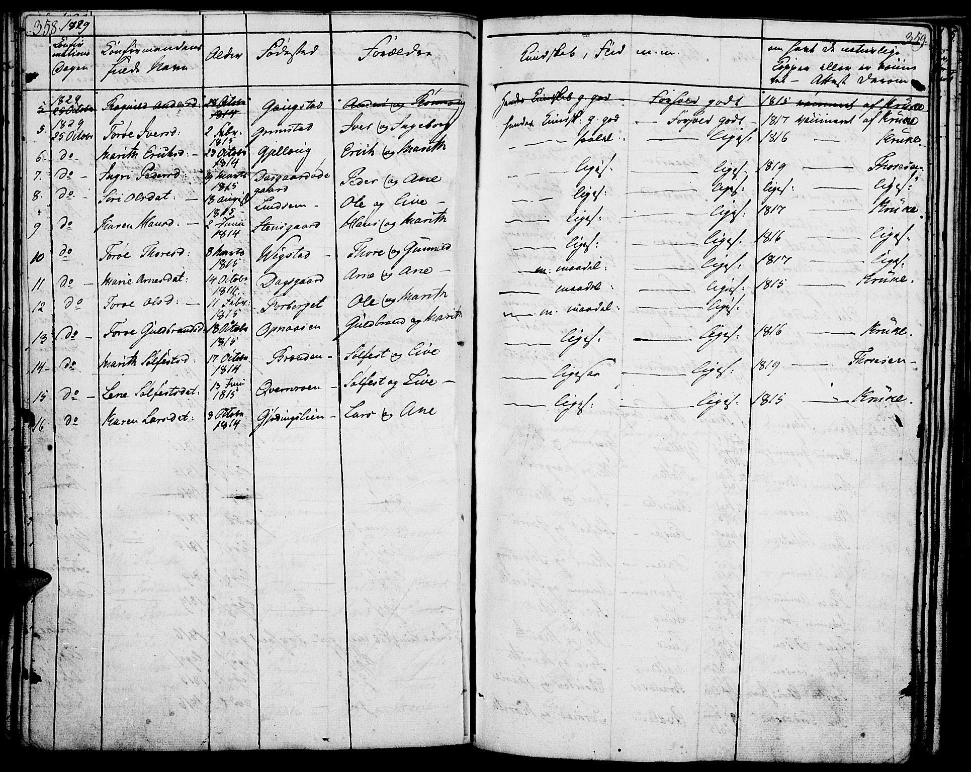 Lom prestekontor, AV/SAH-PREST-070/K/L0005: Parish register (official) no. 5, 1825-1837, p. 358-359