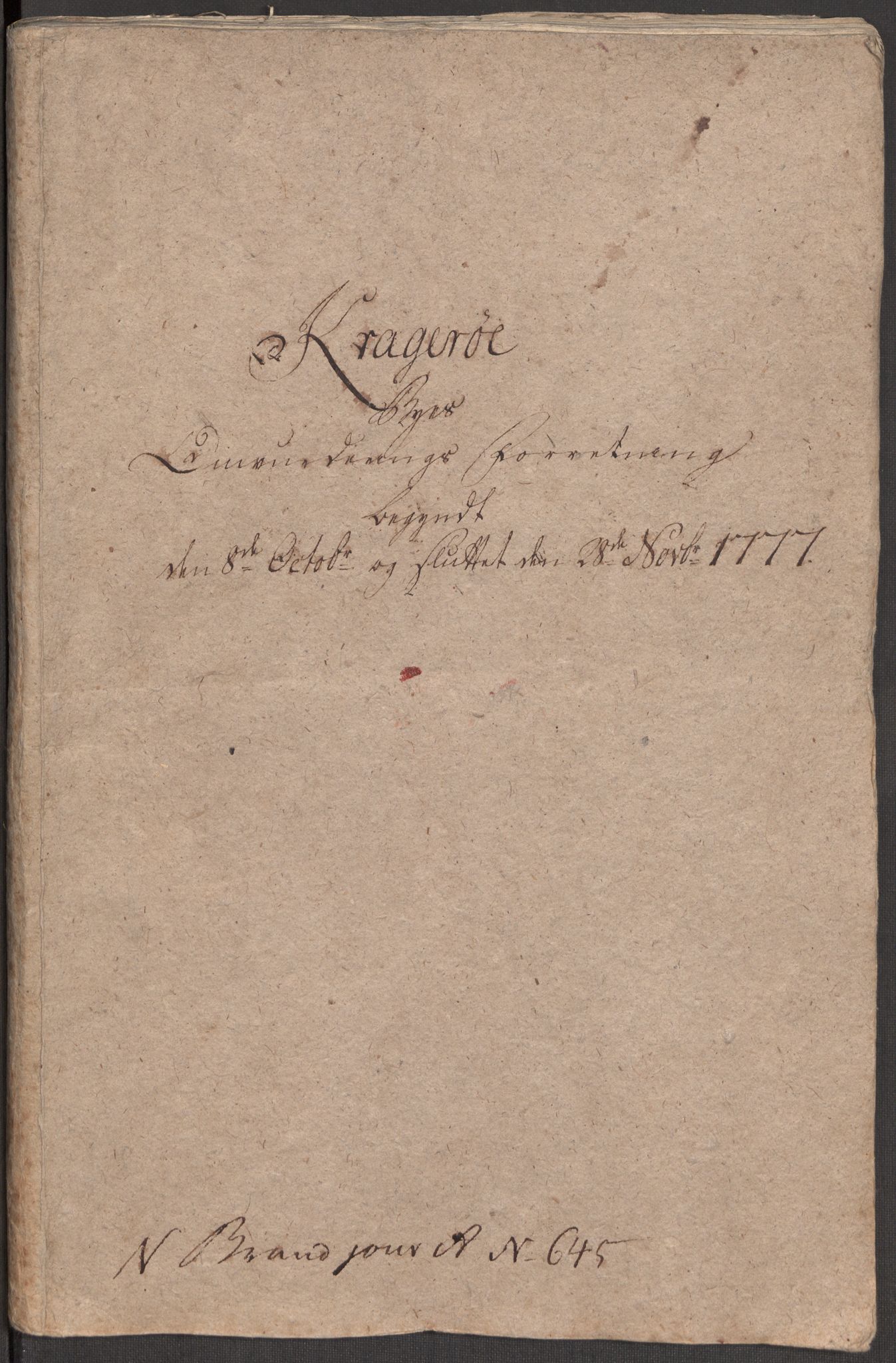 Kommersekollegiet, Brannforsikringskontoret 1767-1814, AV/RA-EA-5458/F/Fa/L0032/0003: Kragerø / Branntakstprotokoll, 1777