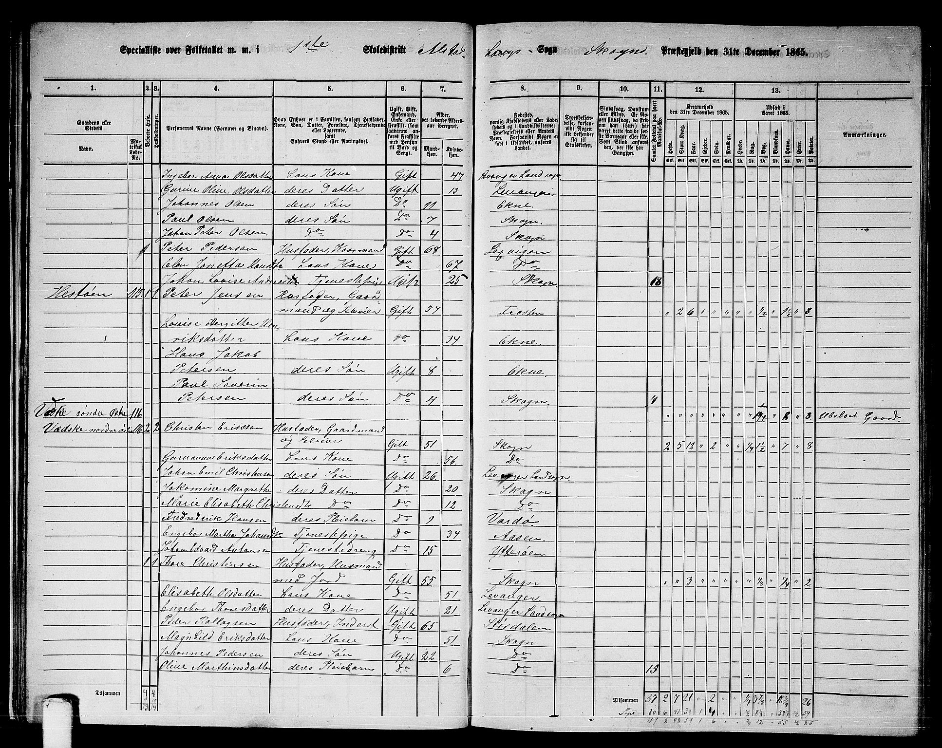 RA, 1865 census for Skogn, 1865, p. 31