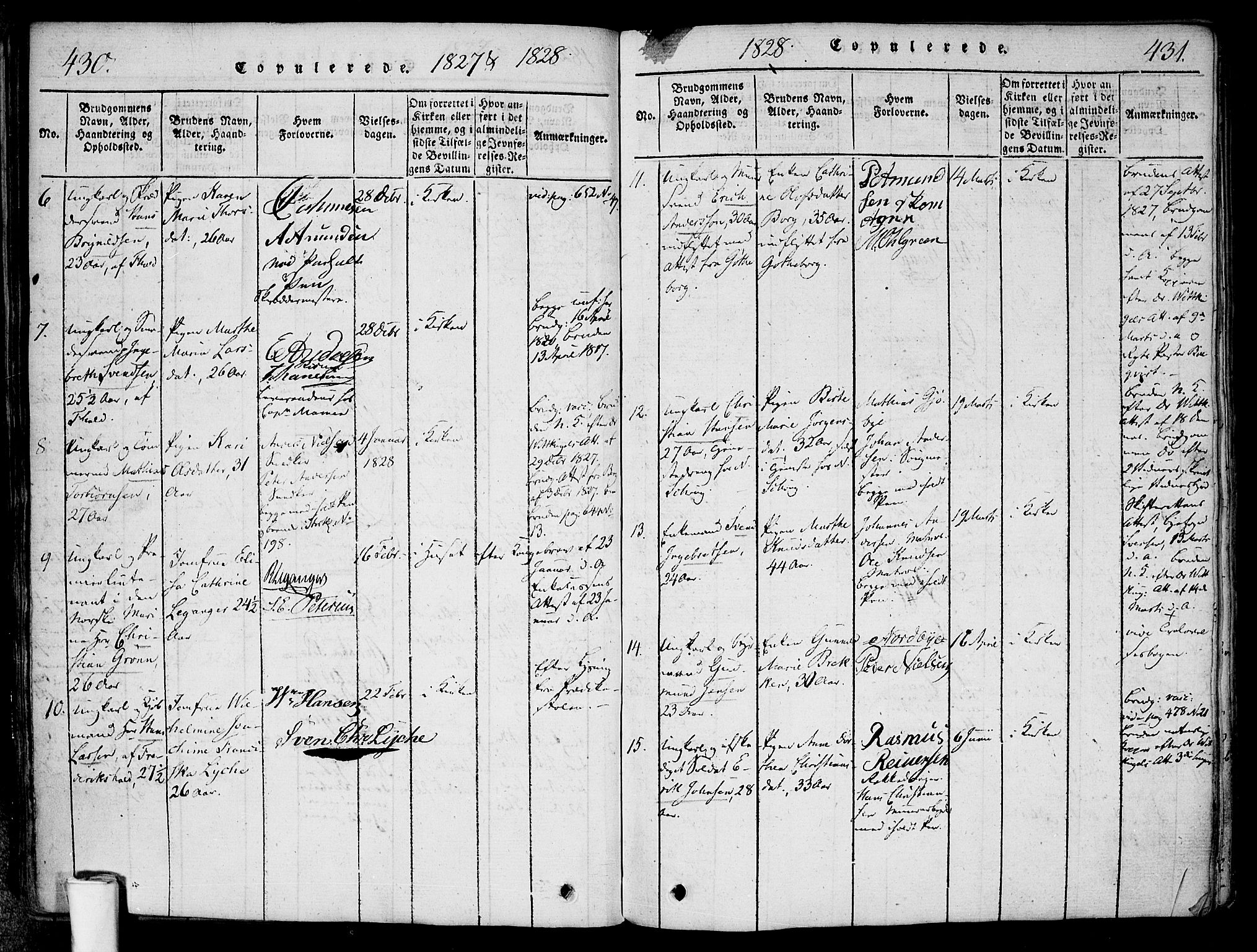 Halden prestekontor Kirkebøker, AV/SAO-A-10909/F/Fa/L0003: Parish register (official) no. I 3, 1815-1834, p. 430-431