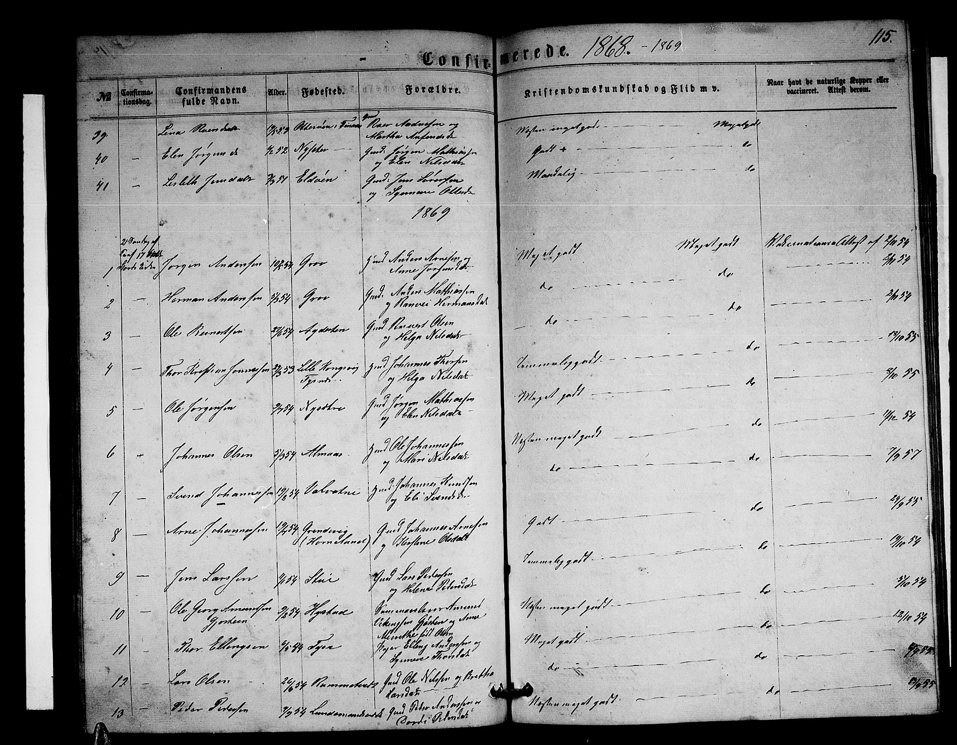Stord sokneprestembete, SAB/A-78201/H/Hab: Parish register (copy) no. A 1, 1864-1878, p. 115