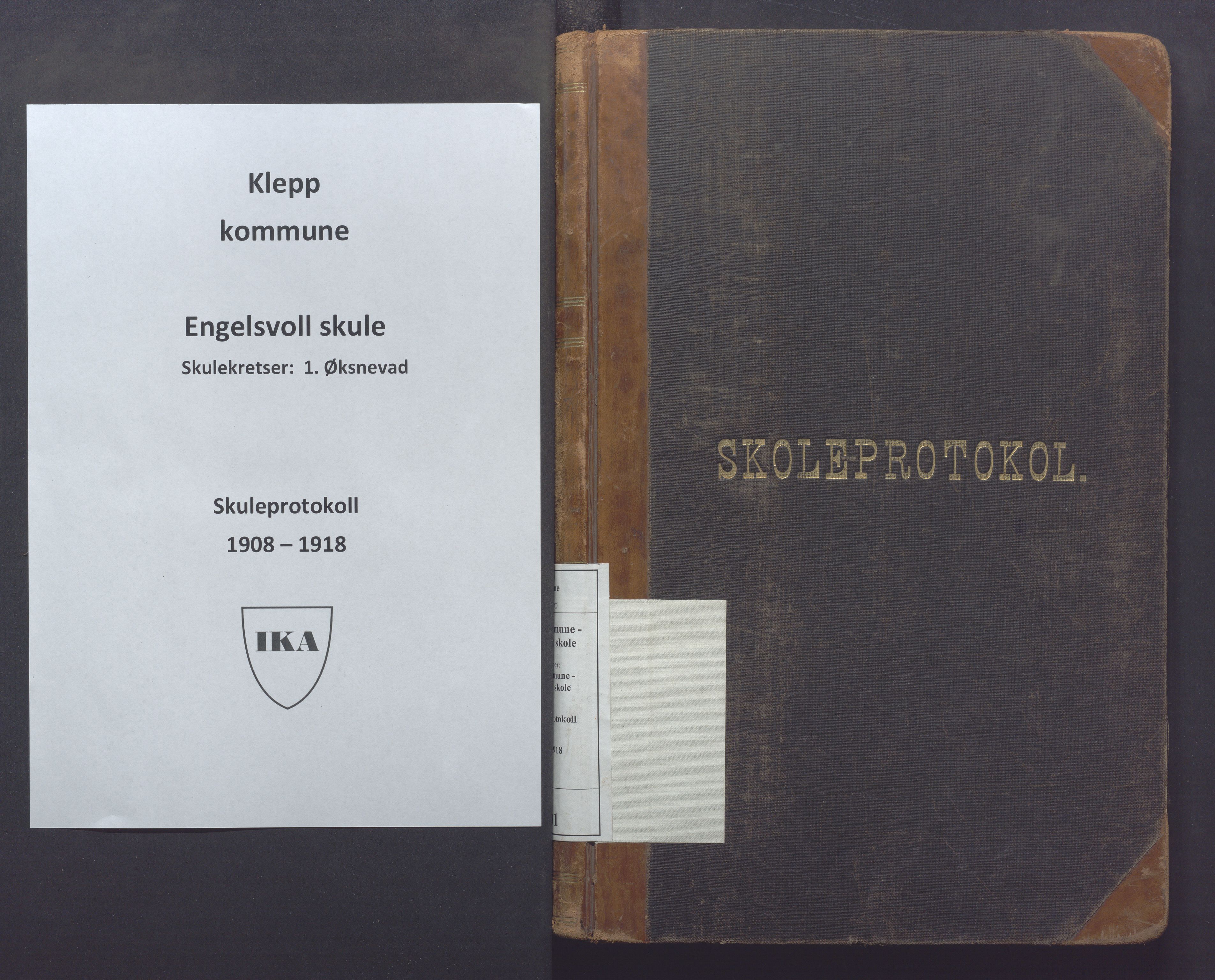 Klepp kommune - Engelsvoll skole, IKAR/K-100299/H/L0001: Skoleprotokoll, 1908-1918