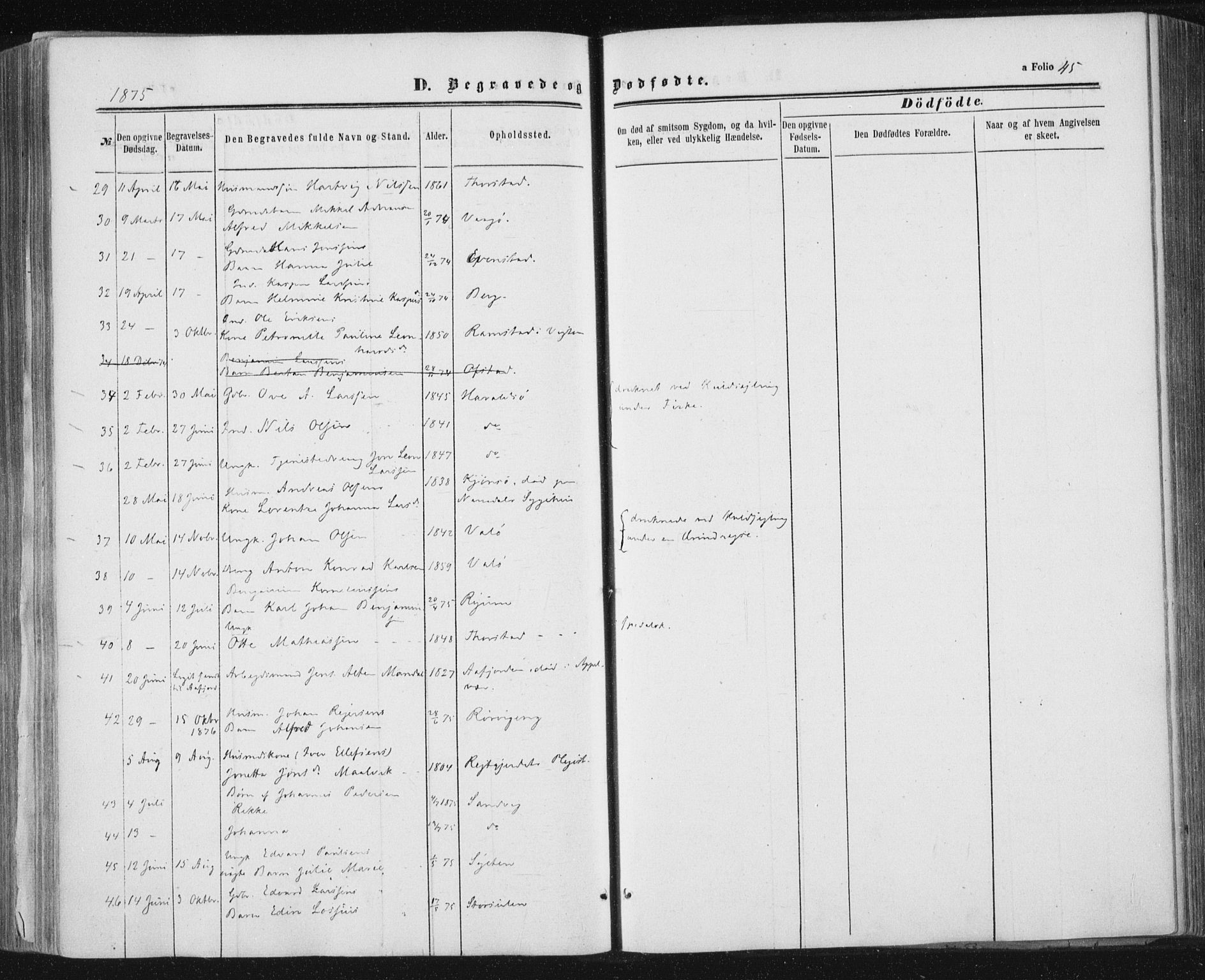 Ministerialprotokoller, klokkerbøker og fødselsregistre - Nord-Trøndelag, AV/SAT-A-1458/784/L0670: Parish register (official) no. 784A05, 1860-1876, p. 45