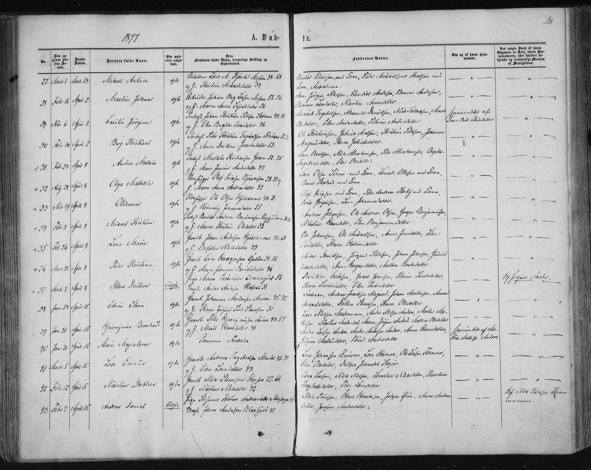 Ministerialprotokoller, klokkerbøker og fødselsregistre - Nordland, SAT/A-1459/820/L0294: Parish register (official) no. 820A15, 1866-1879, p. 113