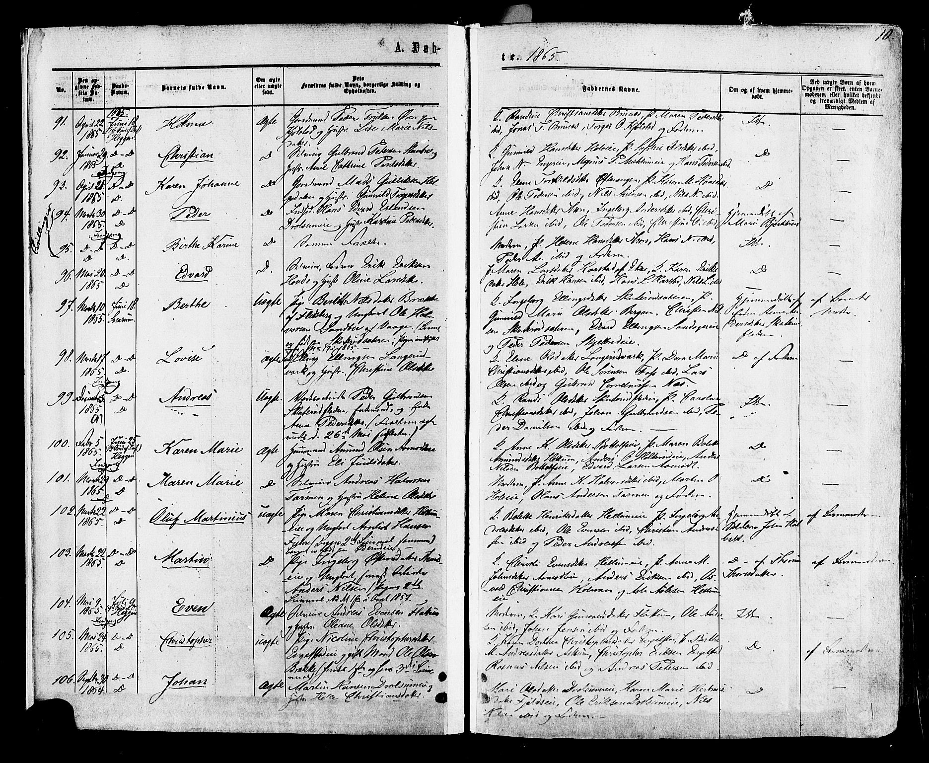 Modum kirkebøker, SAKO/A-234/F/Fa/L0010: Parish register (official) no. 10, 1865-1876, p. 10