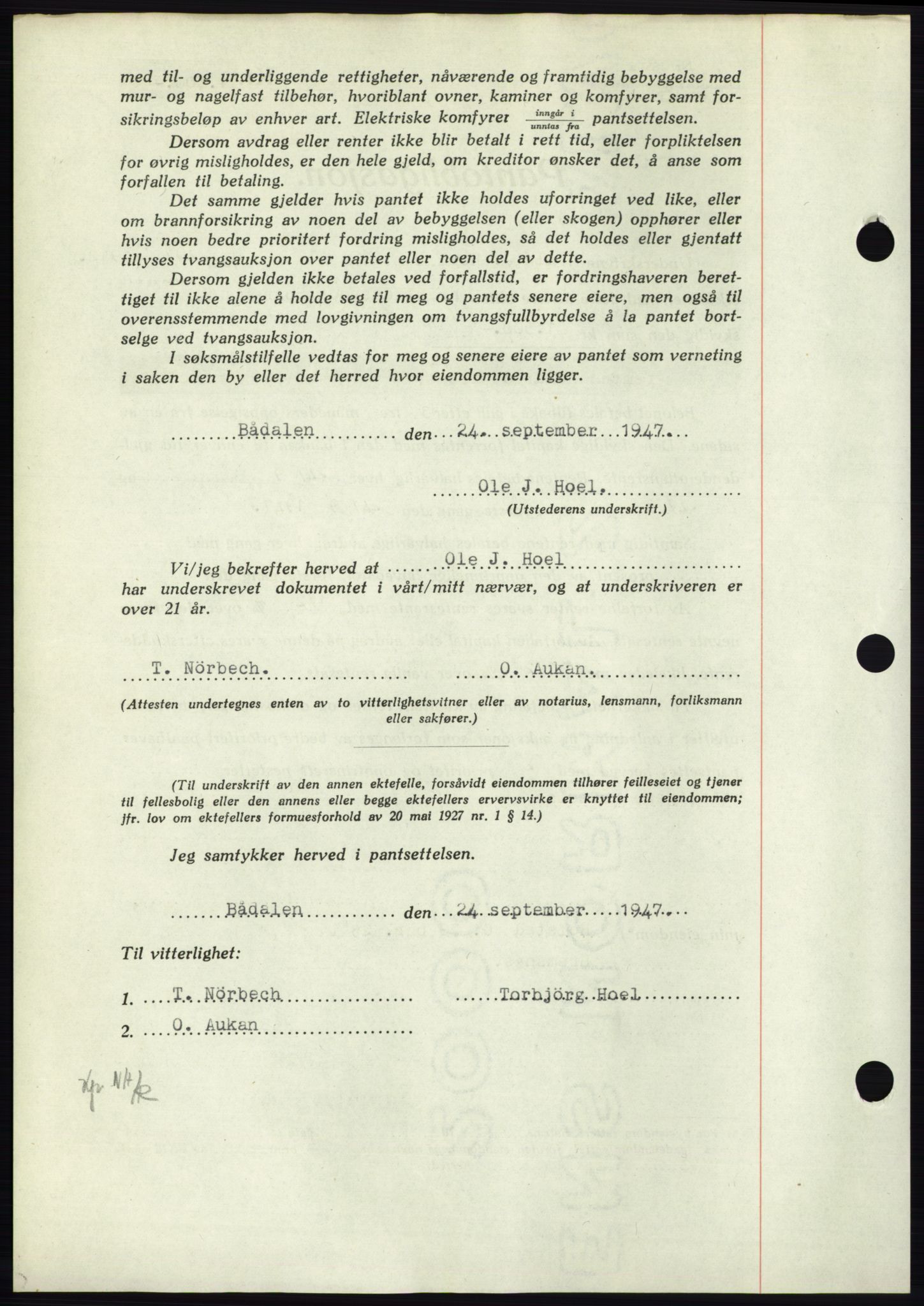 Nordmøre sorenskriveri, AV/SAT-A-4132/1/2/2Ca: Mortgage book no. B97, 1947-1948, Diary no: : 2288/1947