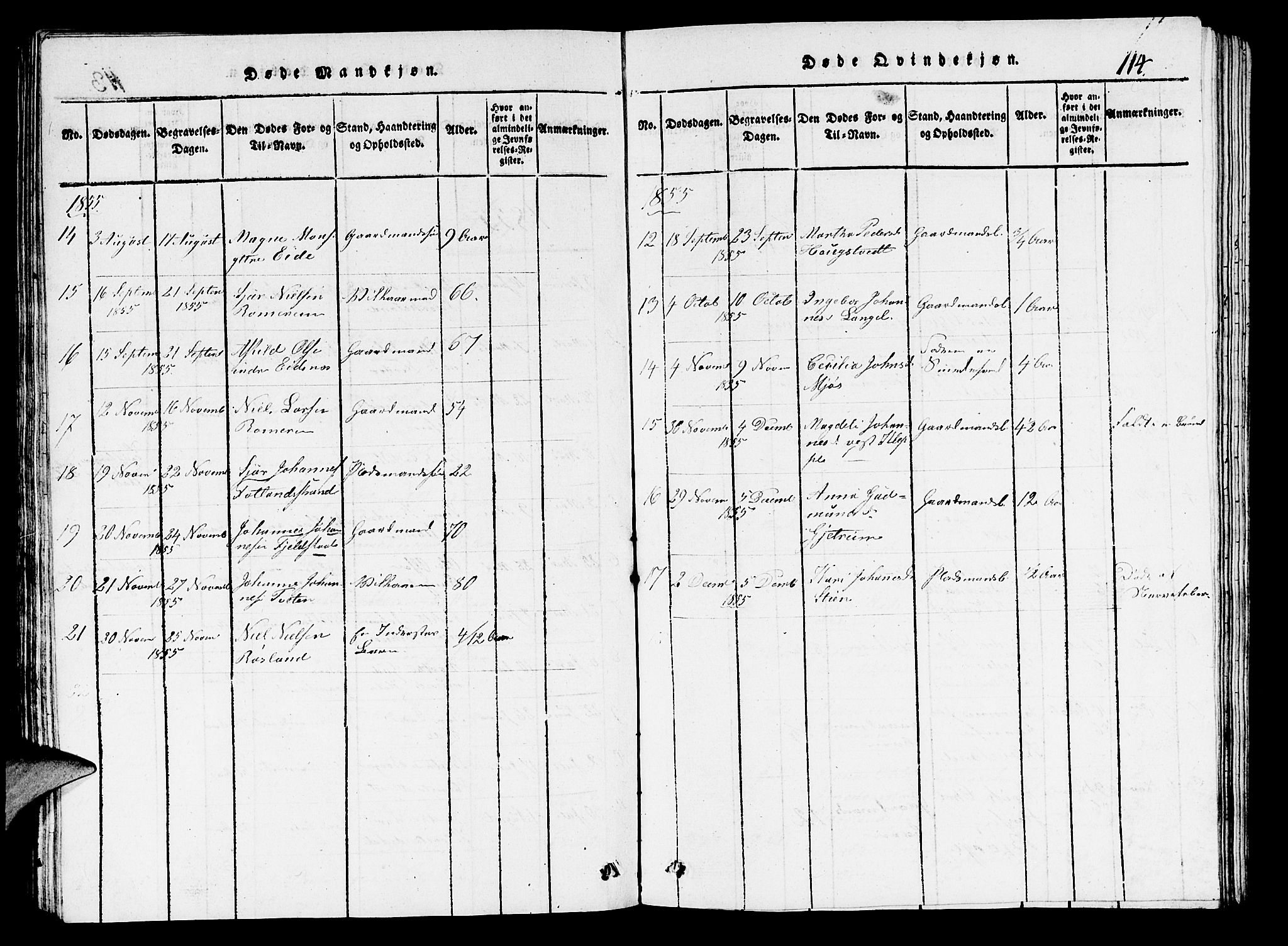 Hosanger sokneprestembete, AV/SAB-A-75801/H/Hab: Parish register (copy) no. A 1 /1, 1816-1856, p. 114