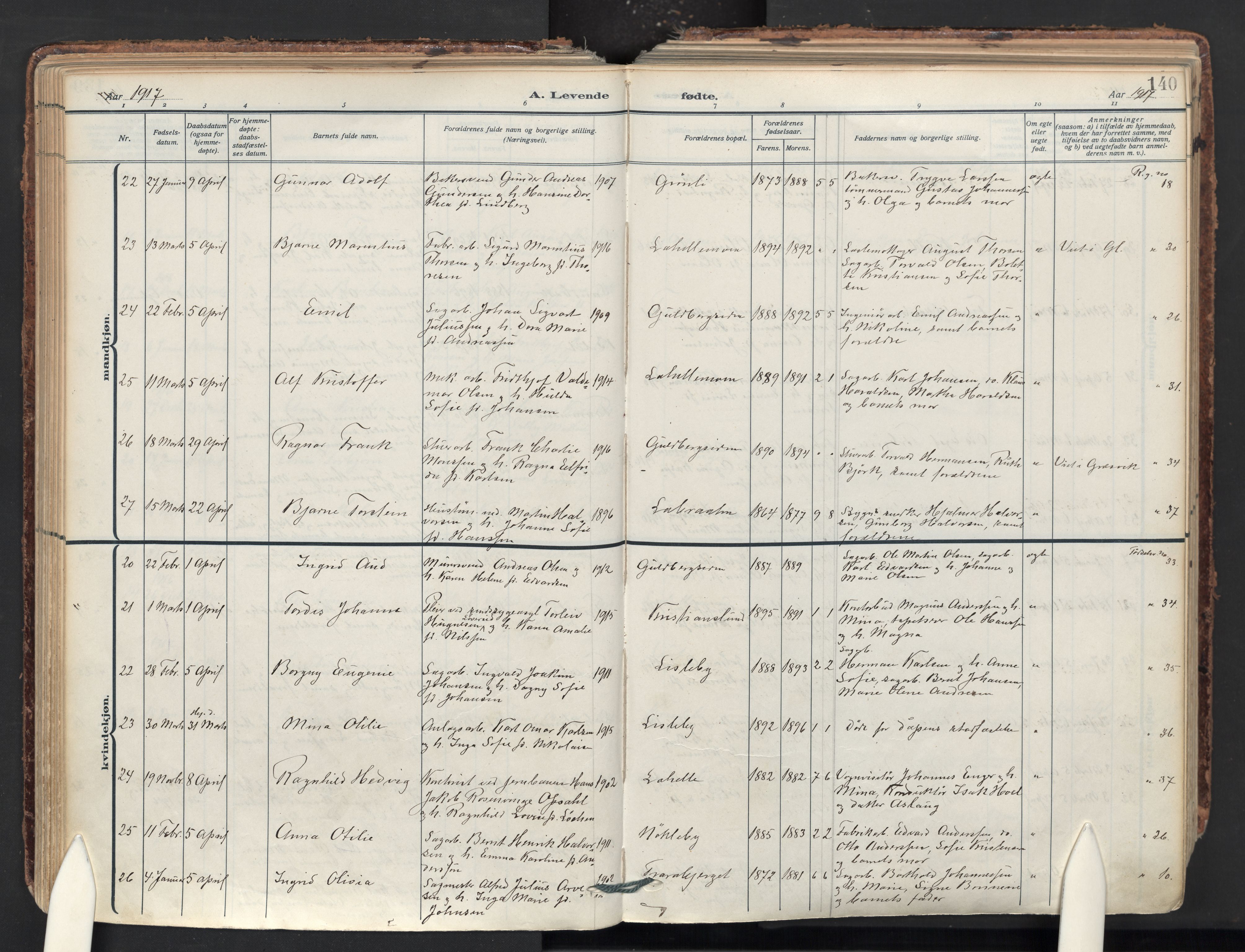 Glemmen prestekontor Kirkebøker, AV/SAO-A-10908/F/Fa/L0017: Parish register (official) no. 17, 1911-1936, p. 140