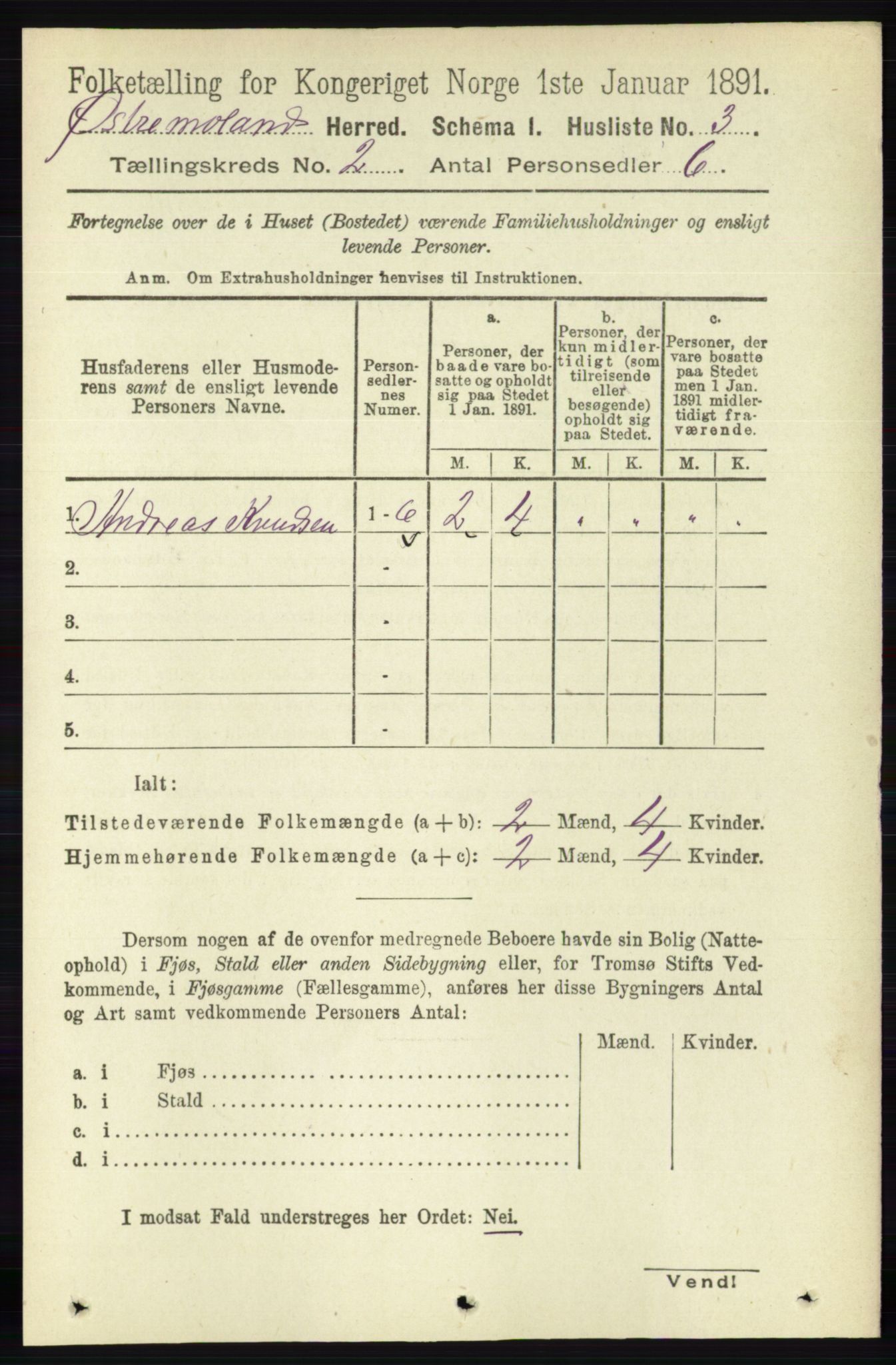 RA, 1891 census for 0918 Austre Moland, 1891, p. 567