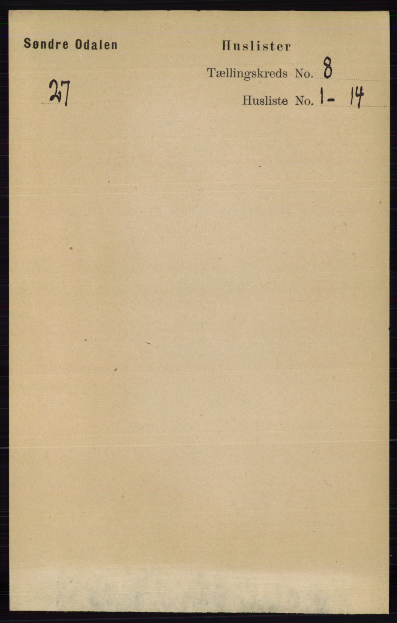 RA, 1891 census for 0419 Sør-Odal, 1891, p. 3960