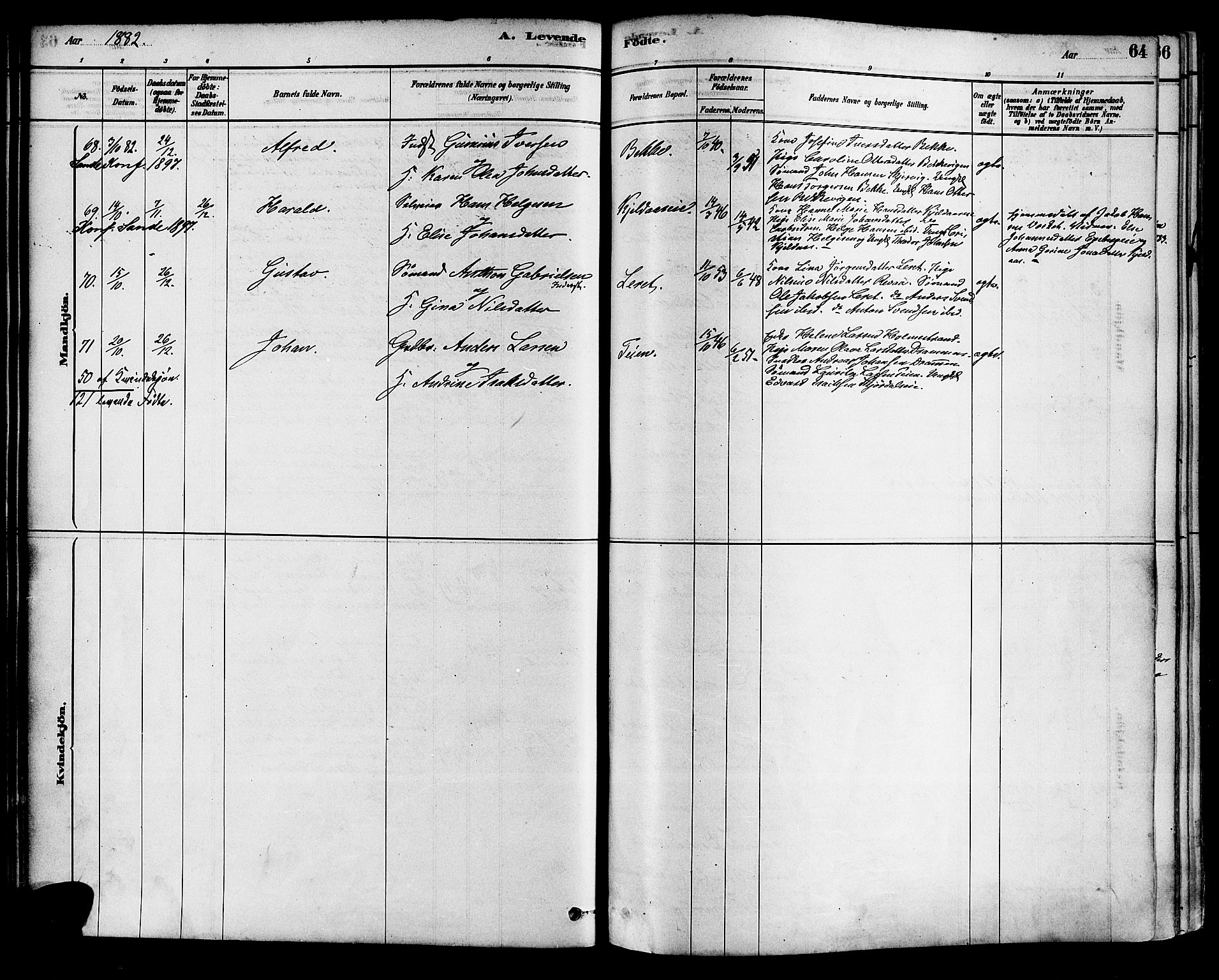 Sande Kirkebøker, AV/SAKO-A-53/F/Fa/L0006: Parish register (official) no. 6, 1878-1888, p. 64