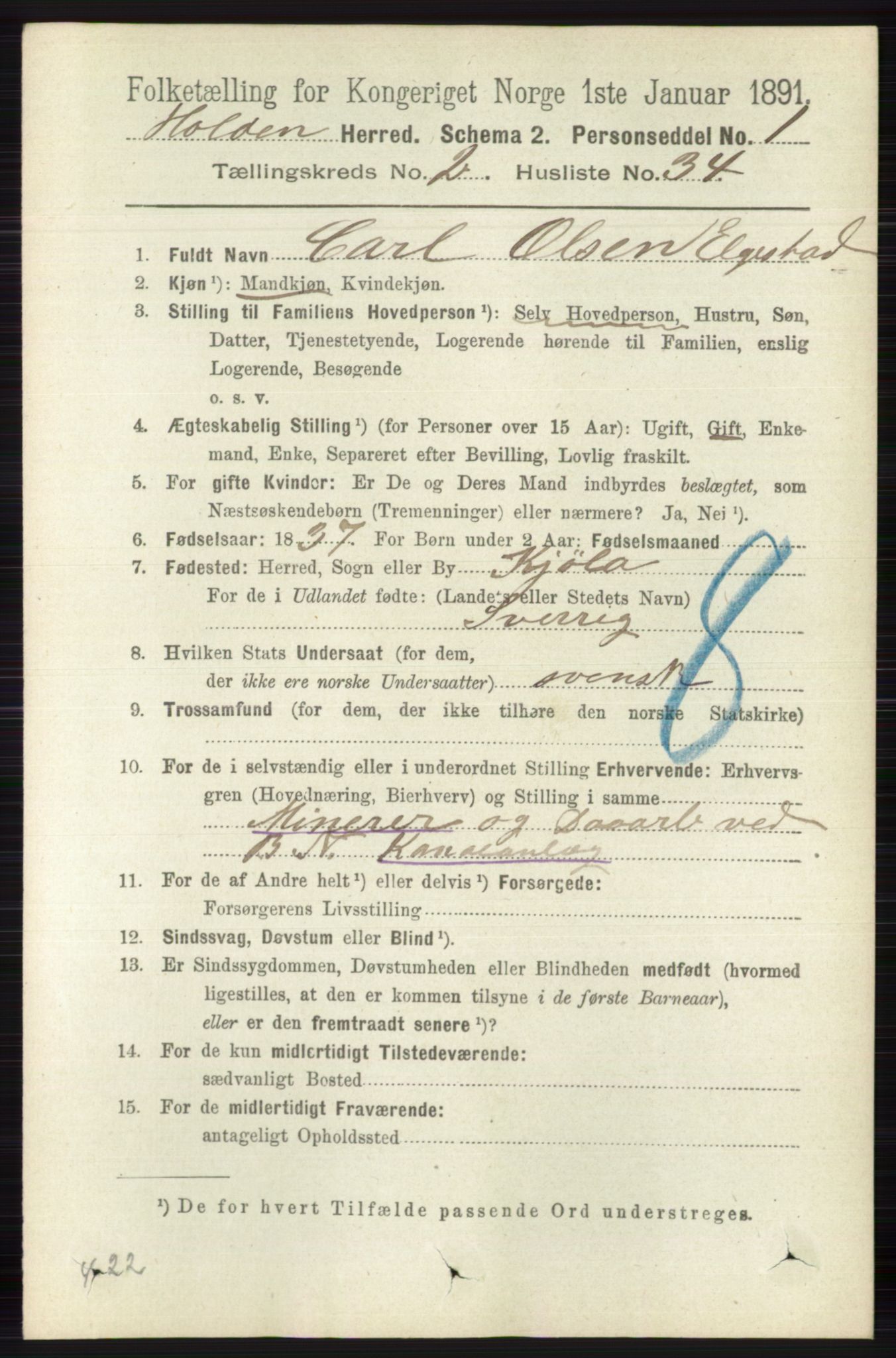 RA, 1891 census for 0819 Holla, 1891, p. 988