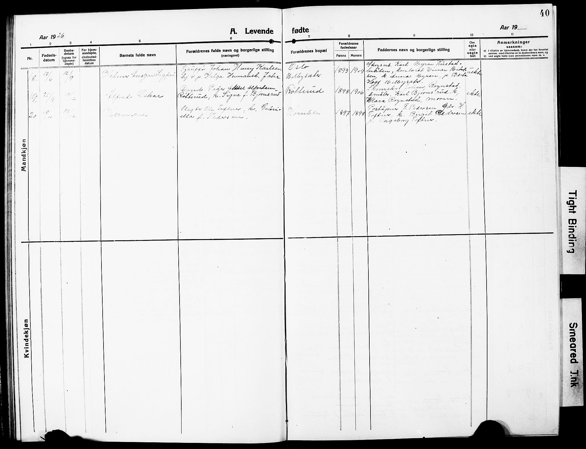 Nannestad prestekontor Kirkebøker, AV/SAO-A-10414a/G/Ga/L0003: Parish register (copy) no. I 3, 1914-1929, p. 40