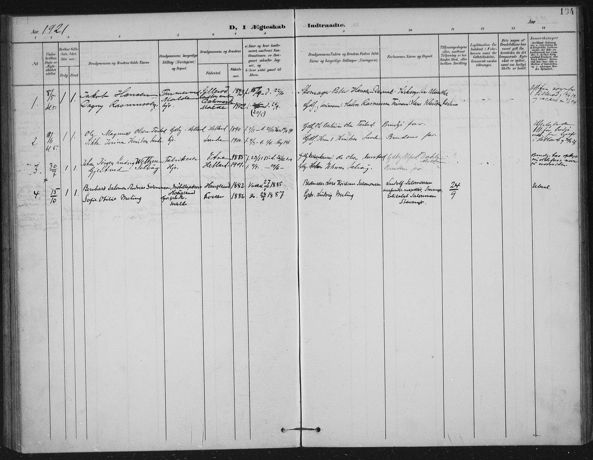 Håland sokneprestkontor, AV/SAST-A-101802/002/B/L0001: Parish register (official) no. A 13, 1901-1923, p. 104