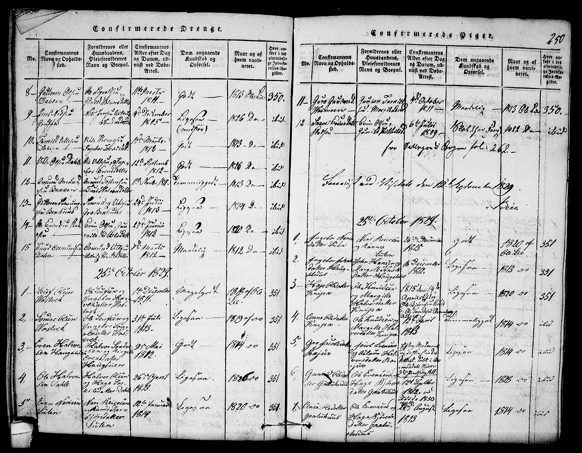 Seljord kirkebøker, SAKO/A-20/F/Fb/L0001: Parish register (official) no. II 1, 1815-1831, p. 250