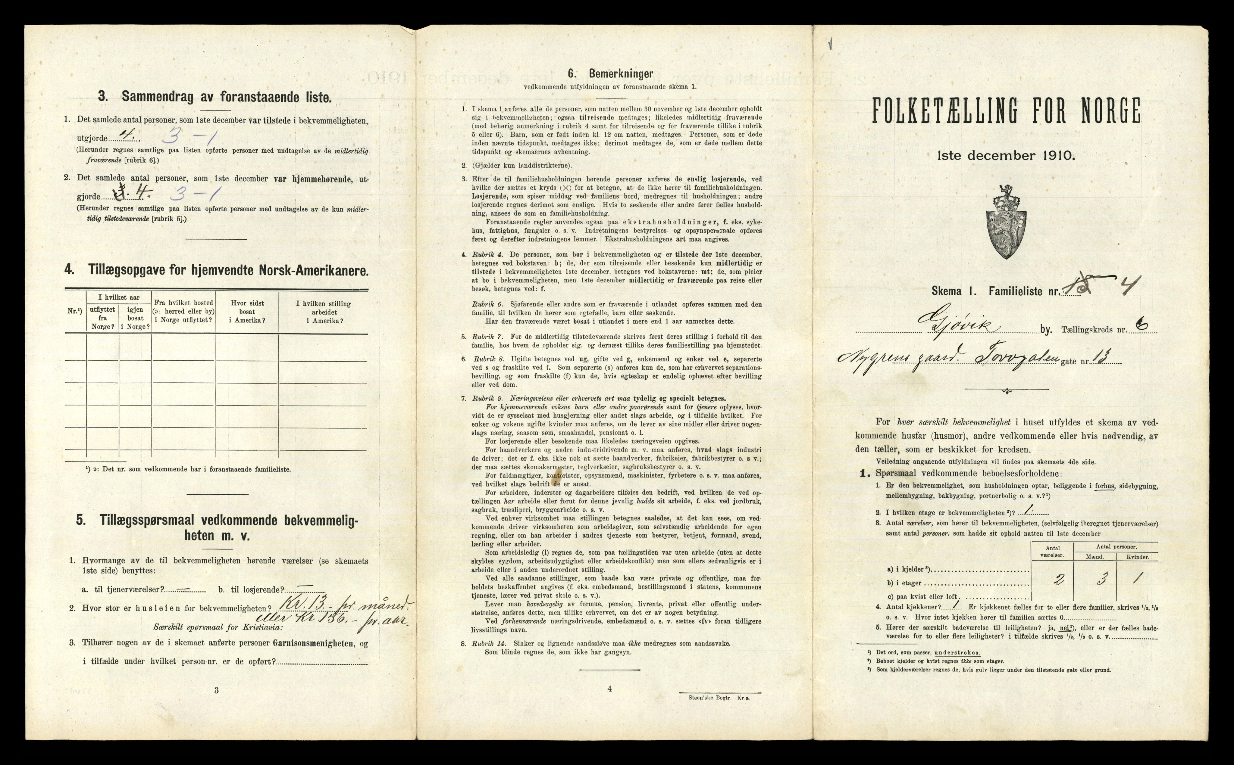 RA, 1910 census for Gjøvik, 1910, p. 1362