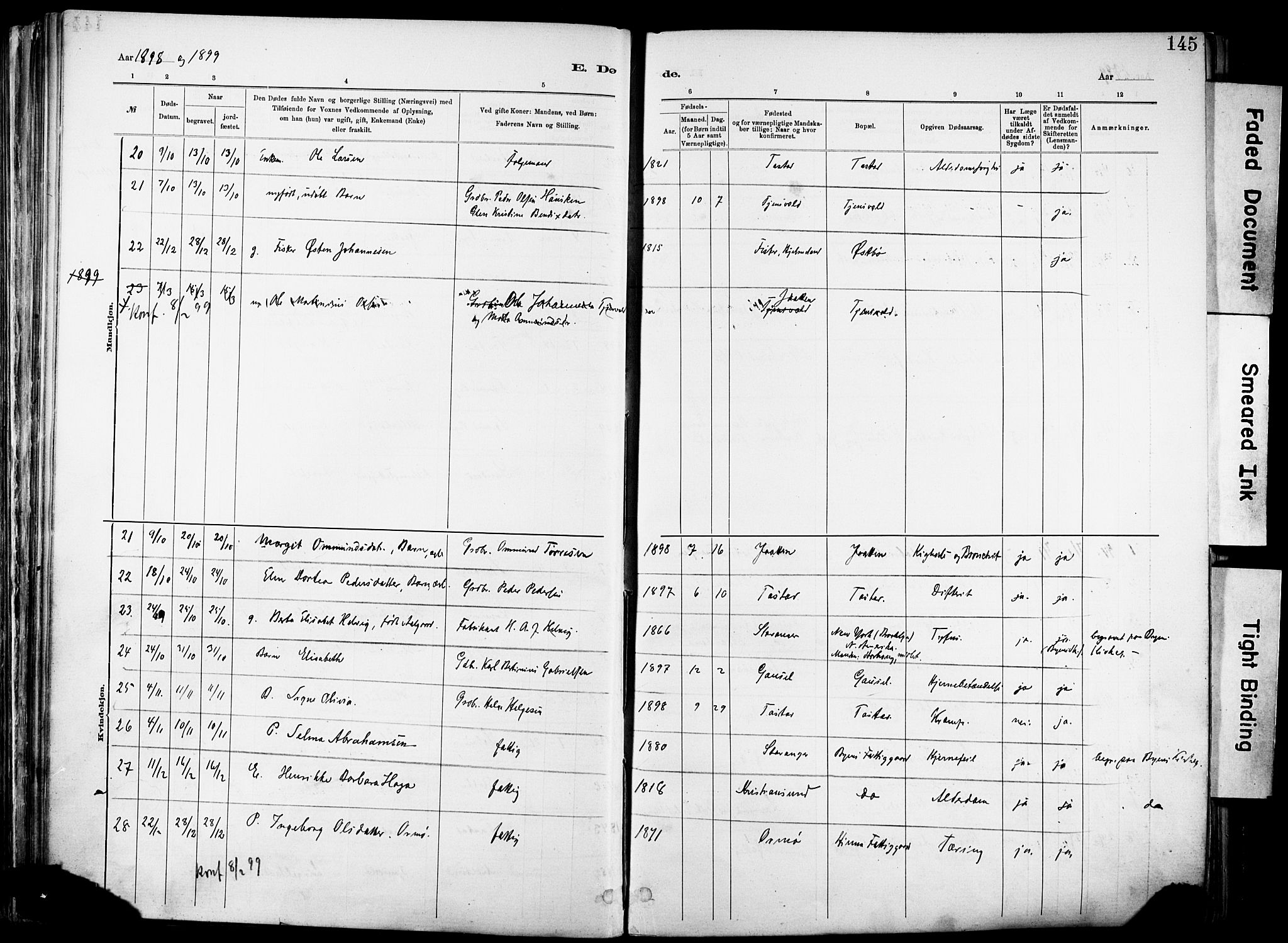 Hetland sokneprestkontor, AV/SAST-A-101826/30/30BA/L0012: Parish register (official) no. A 12, 1882-1912, p. 145