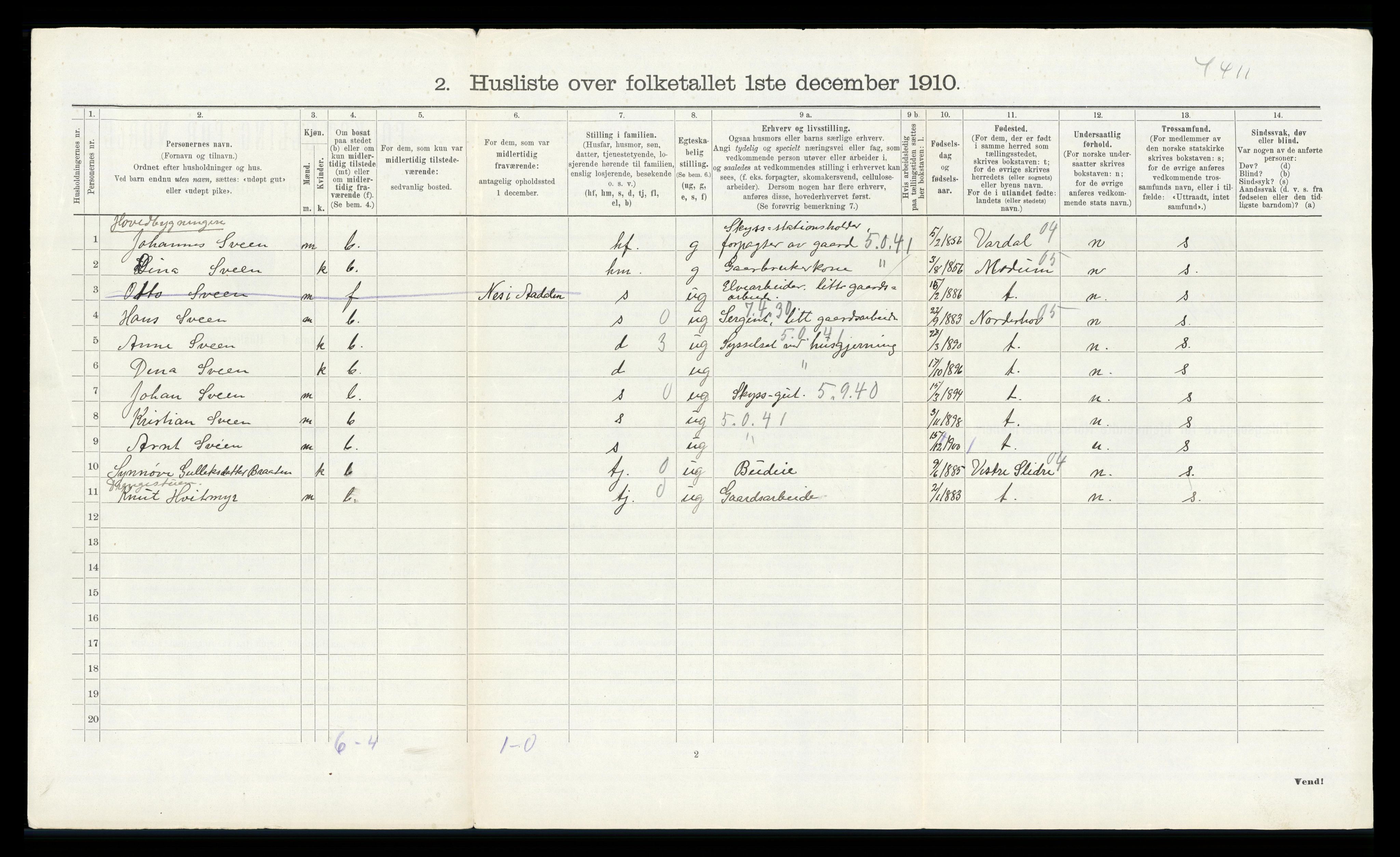 RA, 1910 census for Ådal, 1910, p. 372