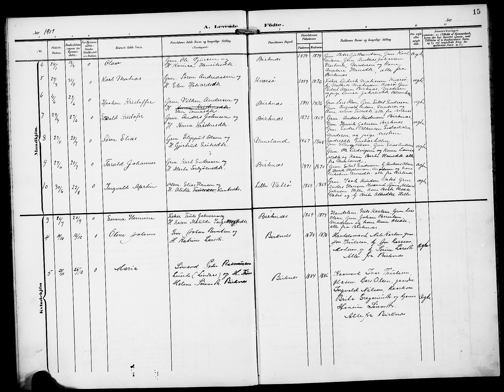 Gulen sokneprestembete, SAB/A-80201/H/Hab/Habd/L0001: Parish register (copy) no. D 1, 1901-1924, p. 15