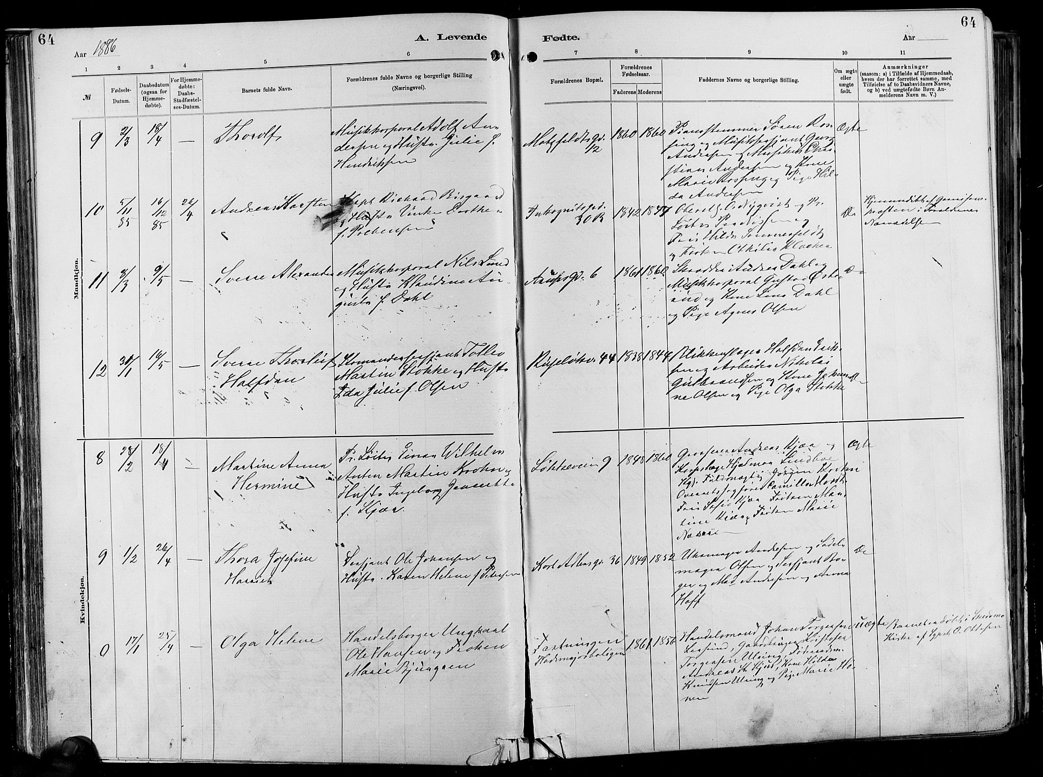 Garnisonsmenigheten Kirkebøker, AV/SAO-A-10846/F/Fa/L0012: Parish register (official) no. 12, 1880-1893, p. 64