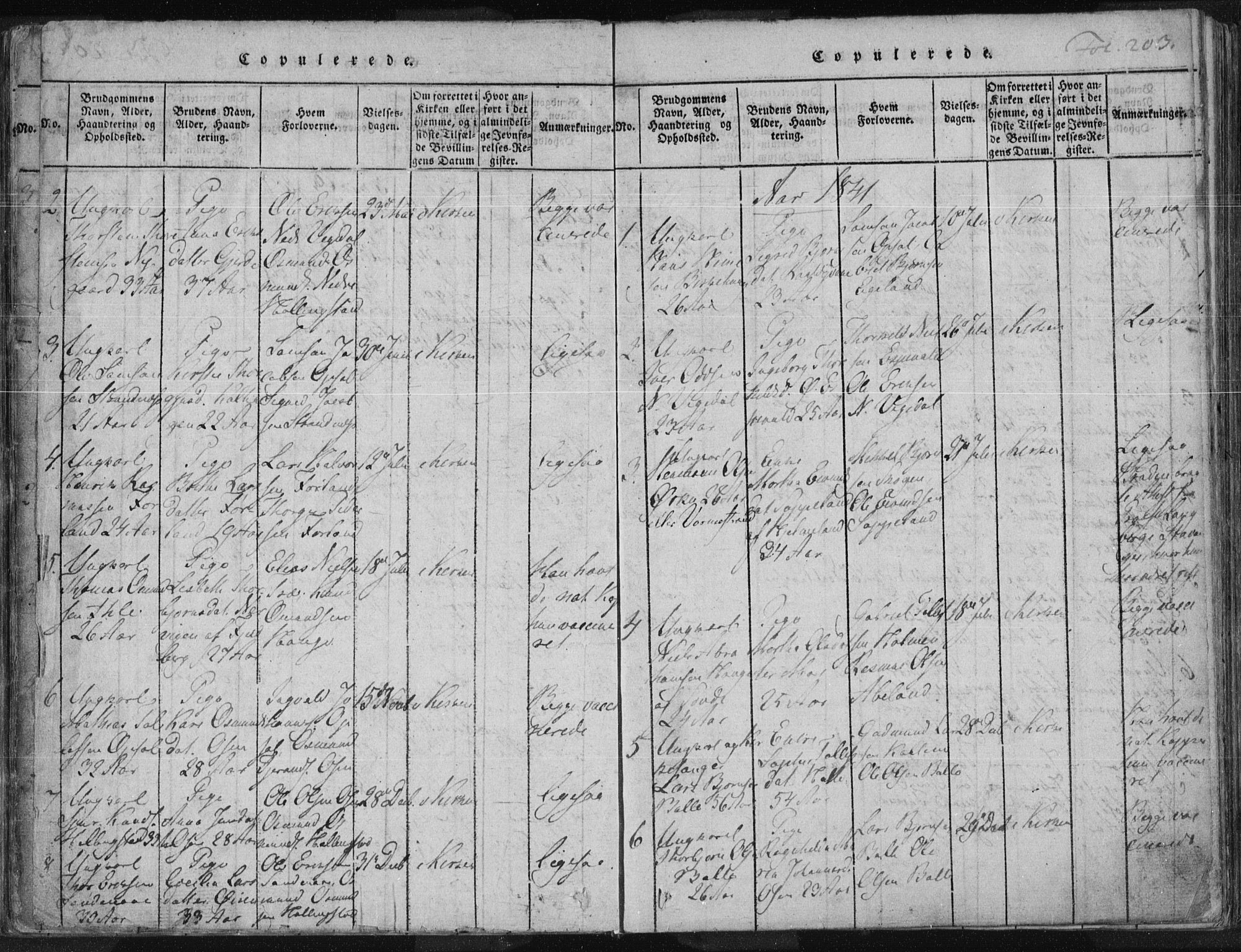 Vikedal sokneprestkontor, AV/SAST-A-101840/01/IV: Parish register (official) no. A 3, 1817-1850, p. 203