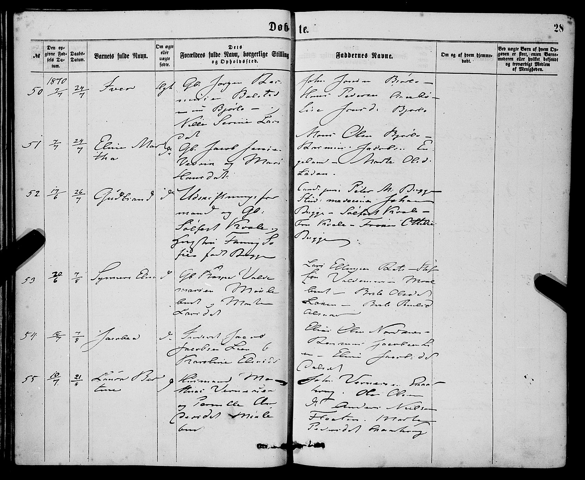 Eid sokneprestembete, AV/SAB-A-82301/H/Haa/Haaa/L0010: Parish register (official) no. A 10, 1867-1878, p. 28