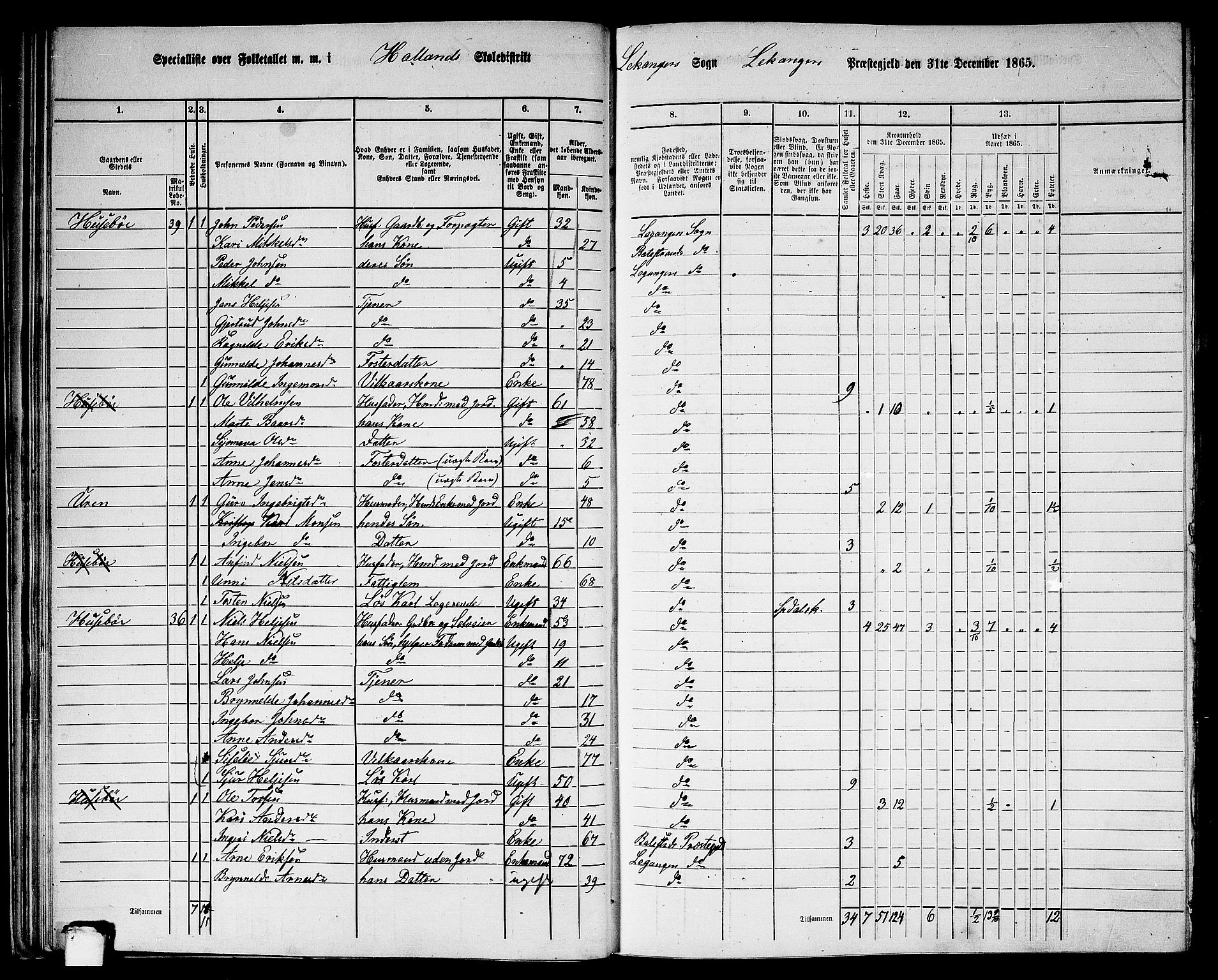 RA, 1865 census for Leikanger, 1865, p. 35