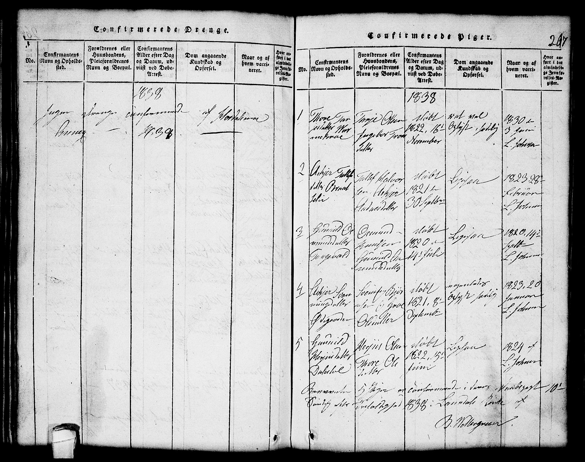 Lårdal kirkebøker, SAKO/A-284/G/Gc/L0001: Parish register (copy) no. III 1, 1815-1854, p. 267
