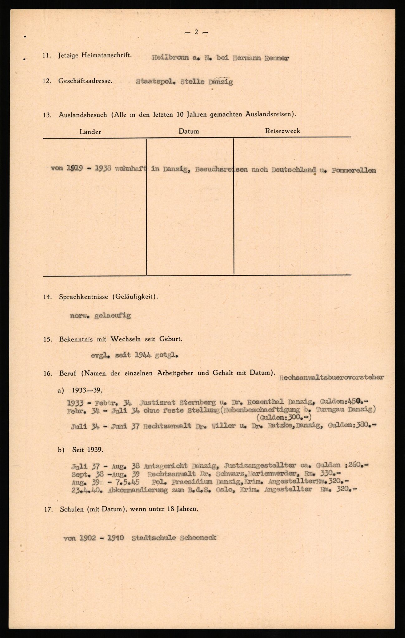 Forsvaret, Forsvarets overkommando II, AV/RA-RAFA-3915/D/Db/L0017: CI Questionaires. Tyske okkupasjonsstyrker i Norge. Tyskere., 1945-1946, p. 138