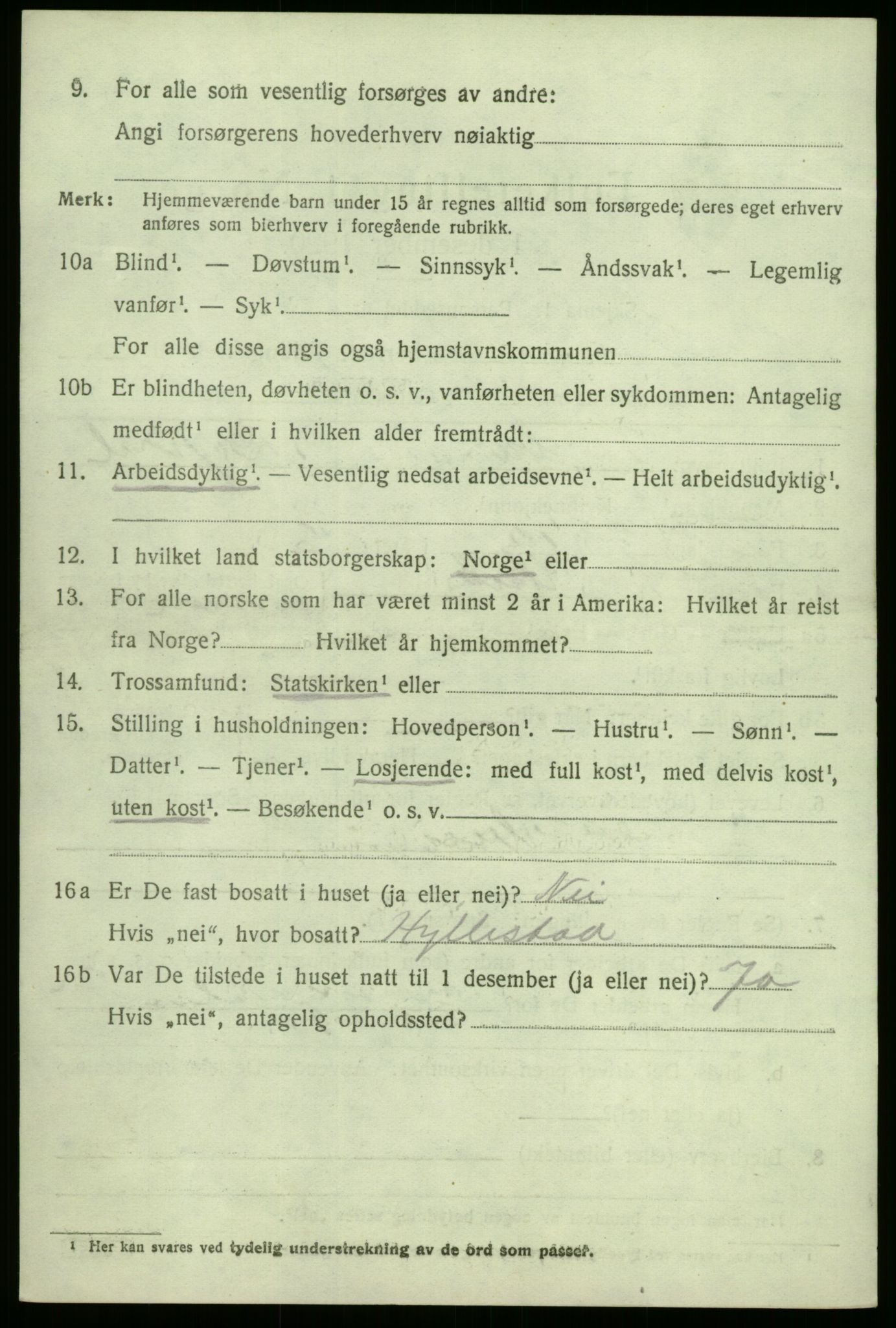 SAB, 1920 census for Kyrkjebø, 1920, p. 3916