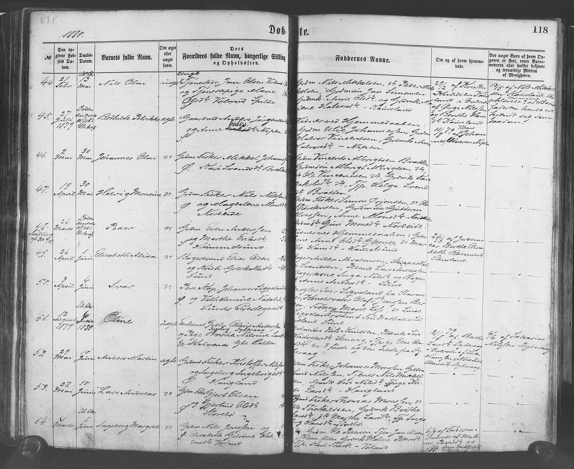 Sund sokneprestembete, AV/SAB-A-99930: Parish register (official) no. A 15, 1867-1881, p. 118