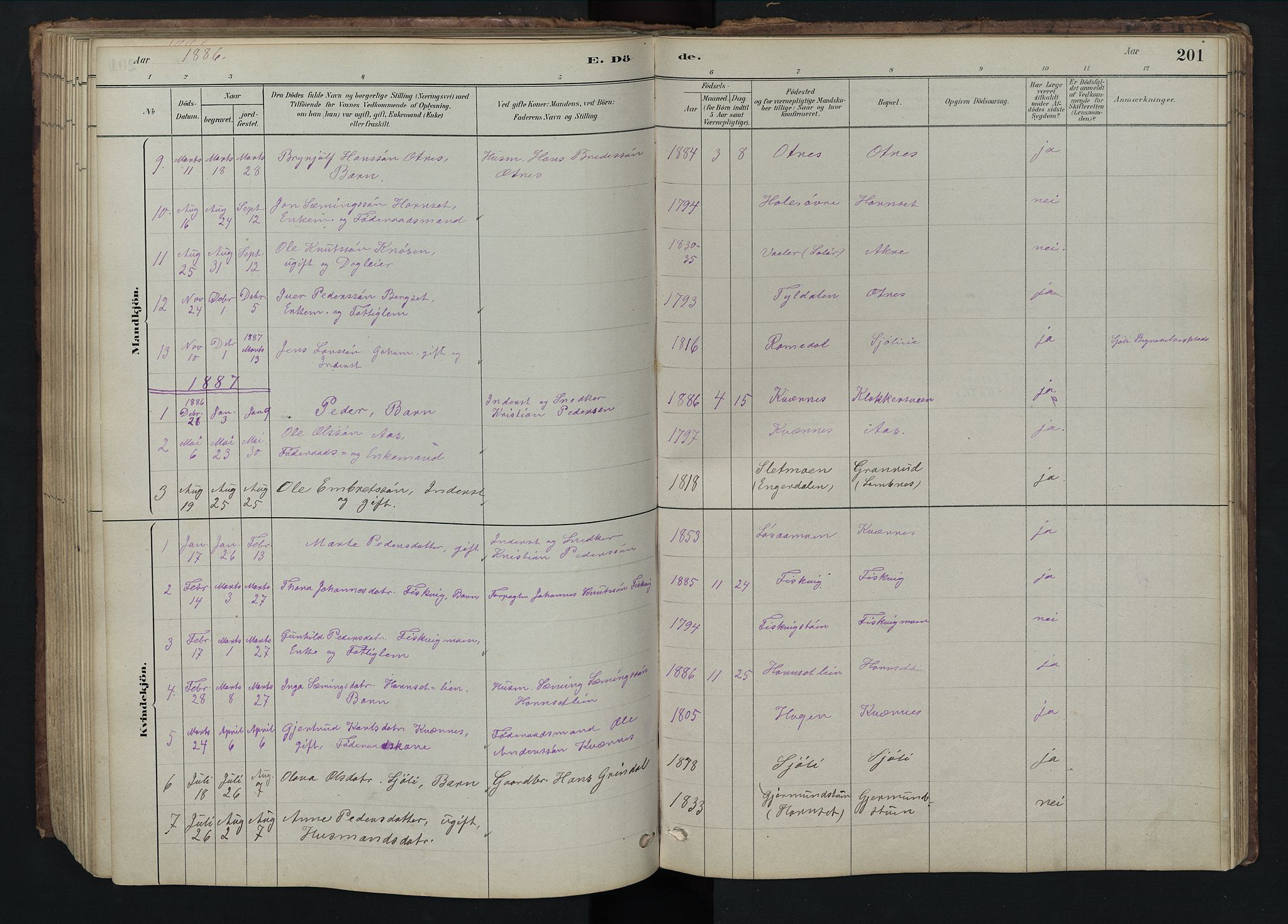 Rendalen prestekontor, SAH/PREST-054/H/Ha/Hab/L0009: Parish register (copy) no. 9, 1879-1902, p. 201
