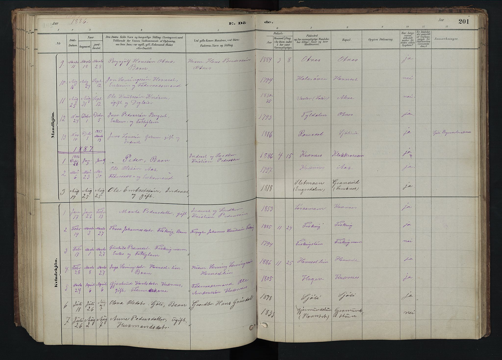 Rendalen prestekontor, AV/SAH-PREST-054/H/Ha/Hab/L0009: Parish register (copy) no. 9, 1879-1902, p. 201