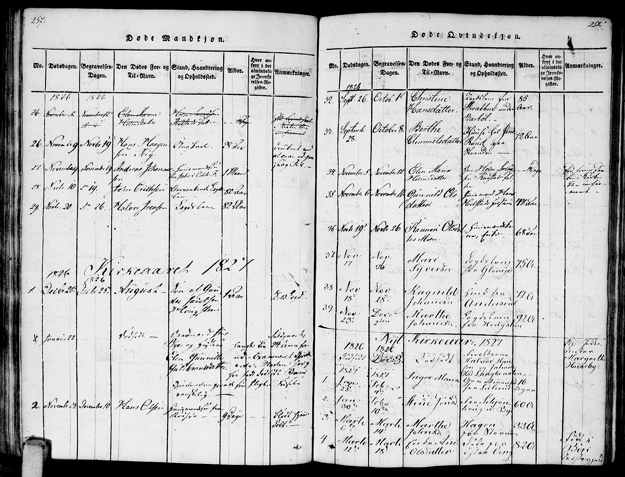 Enebakk prestekontor Kirkebøker, AV/SAO-A-10171c/F/Fa/L0006: Parish register (official) no. I 6, 1815-1832, p. 257-258