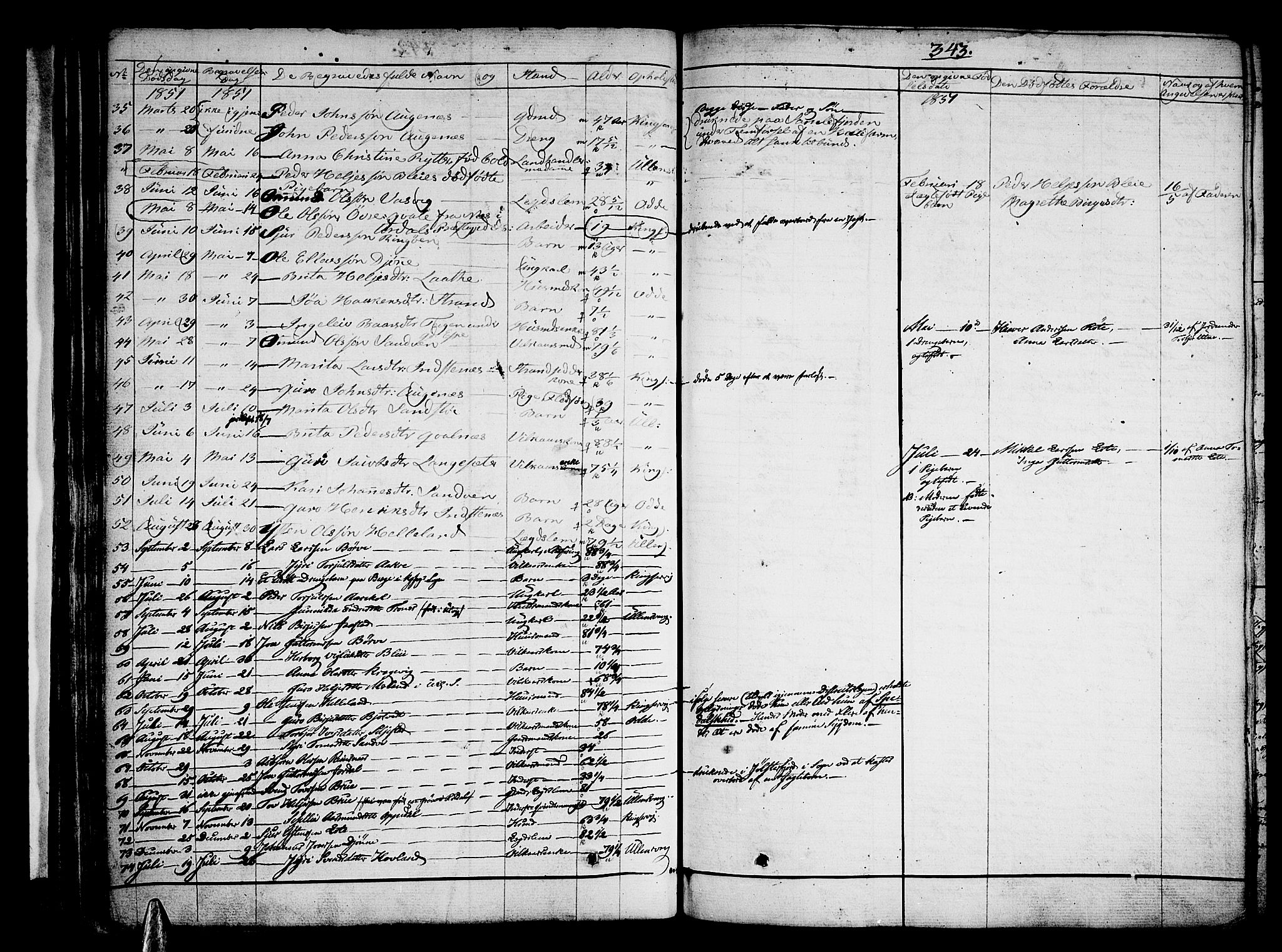 Ullensvang sokneprestembete, SAB/A-78701/H/Haa: Parish register (official) no. A 10, 1825-1853, p. 343