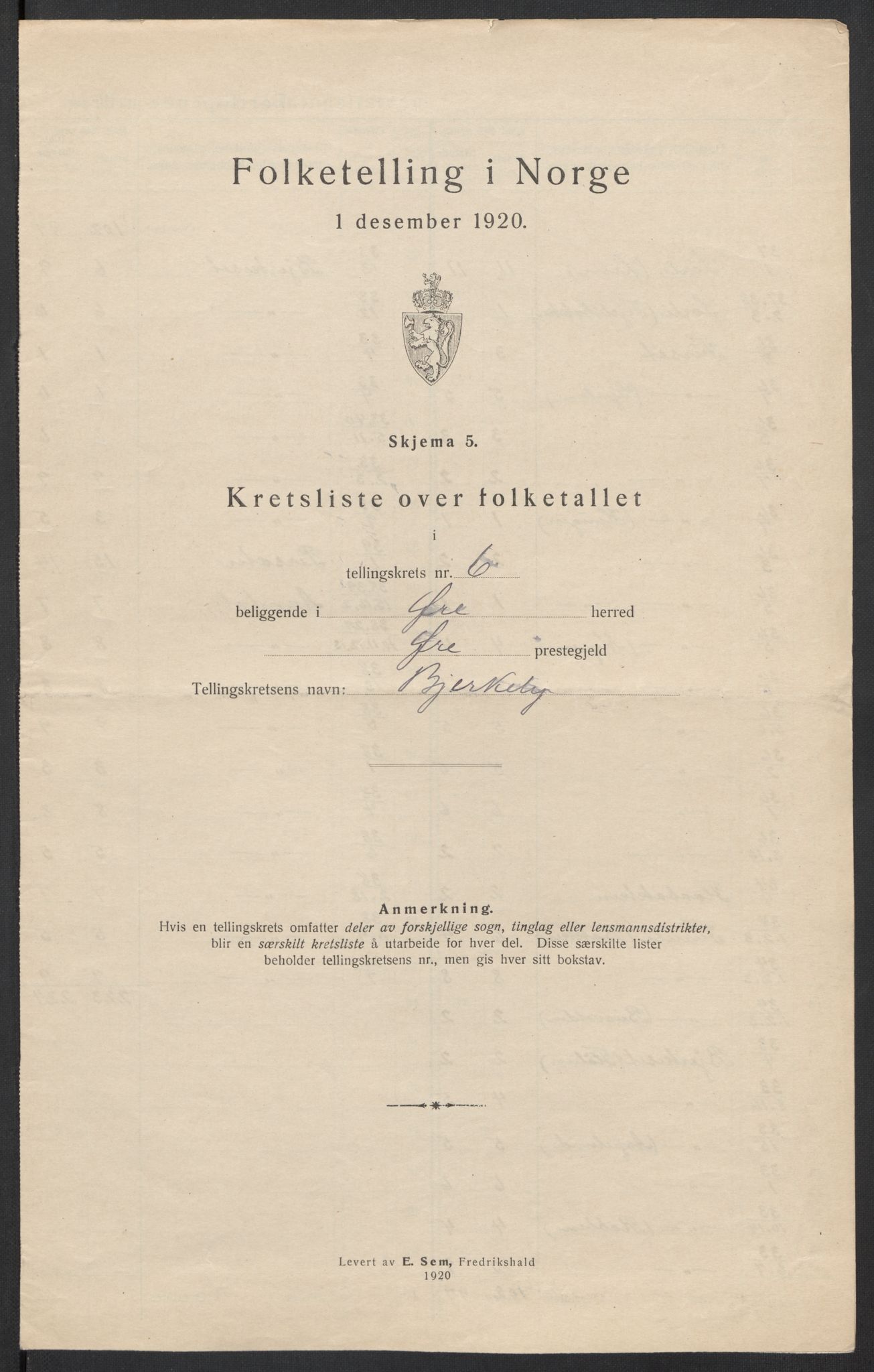 SAT, 1920 census for Øre, 1920, p. 22