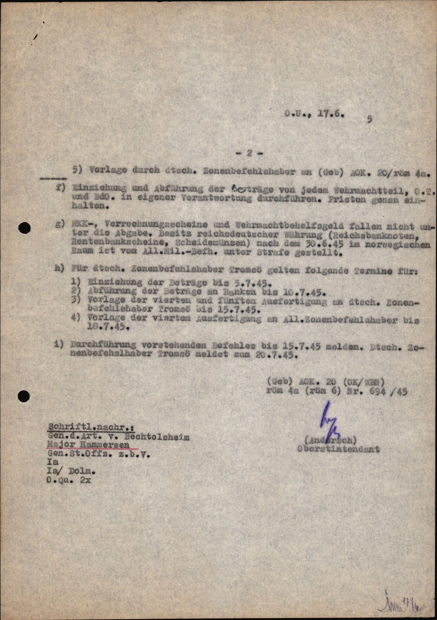 Forsvarets Overkommando. 2 kontor. Arkiv 11.4. Spredte tyske arkivsaker, AV/RA-RAFA-7031/D/Dar/Darc/L0017: FO.II, 1945, p. 1149