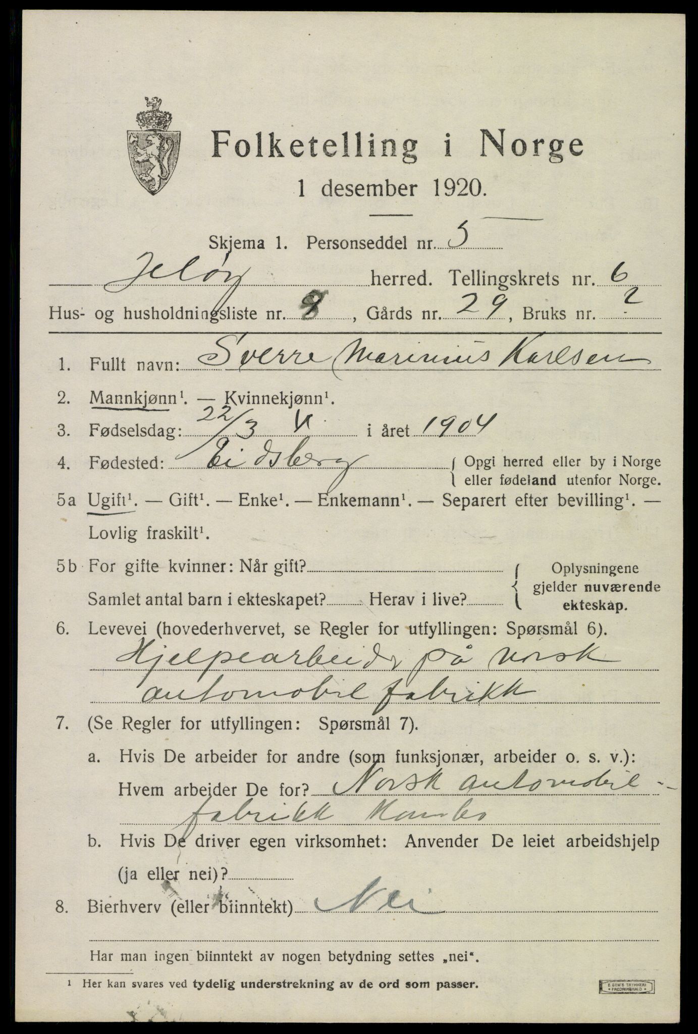 SAO, 1920 census for Moss land district, 1920, p. 6763