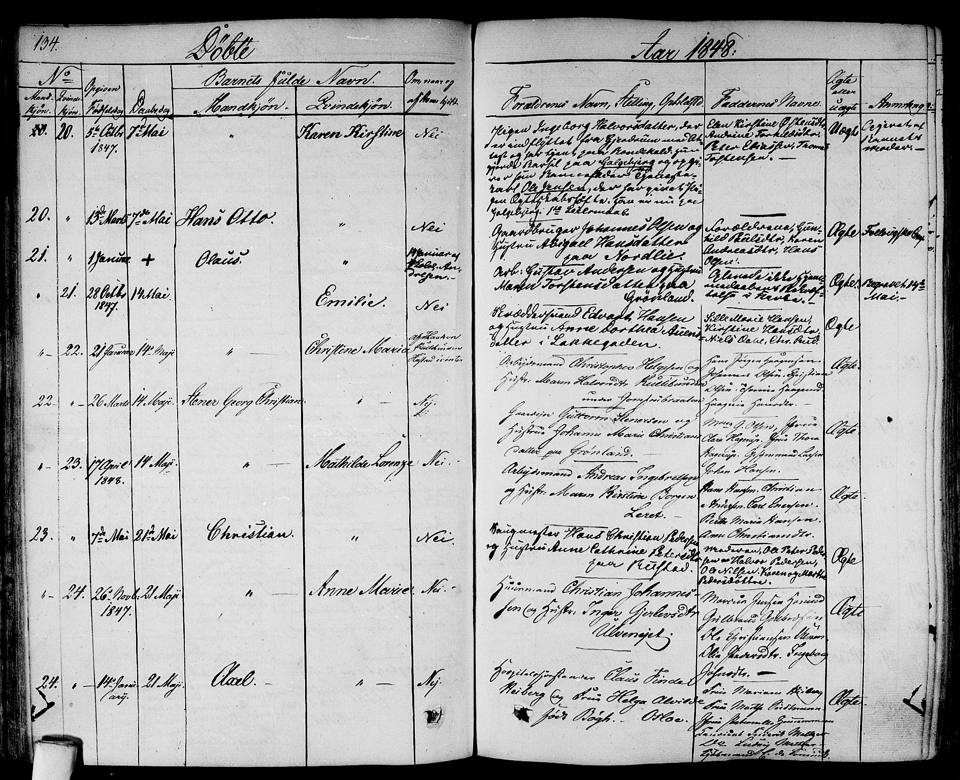 Gamlebyen prestekontor Kirkebøker, SAO/A-10884/F/Fa/L0003: Parish register (official) no. 3, 1829-1849, p. 134