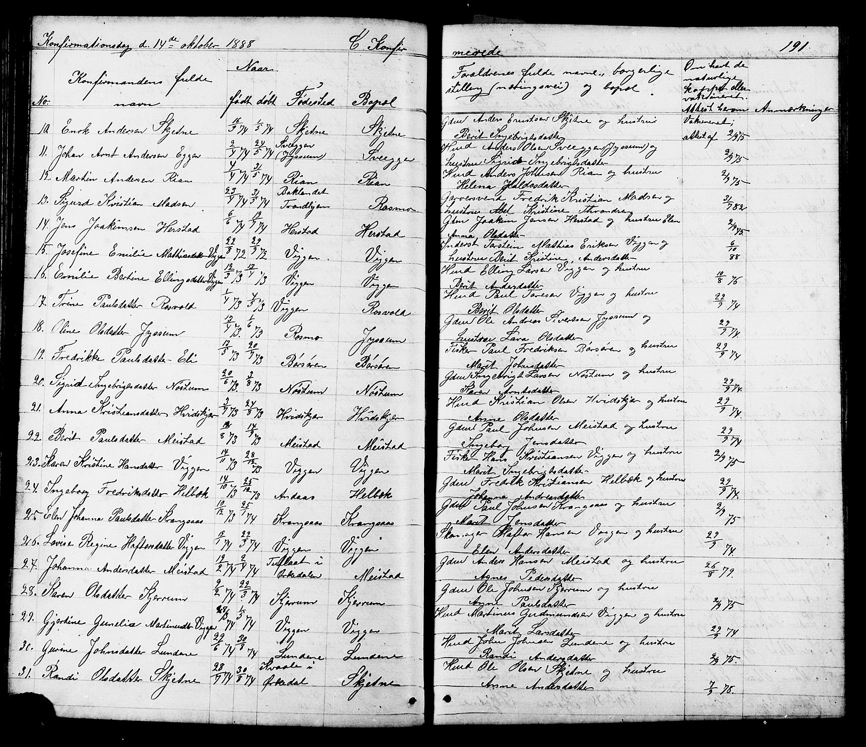 Ministerialprotokoller, klokkerbøker og fødselsregistre - Sør-Trøndelag, SAT/A-1456/665/L0777: Parish register (copy) no. 665C02, 1867-1915, p. 191