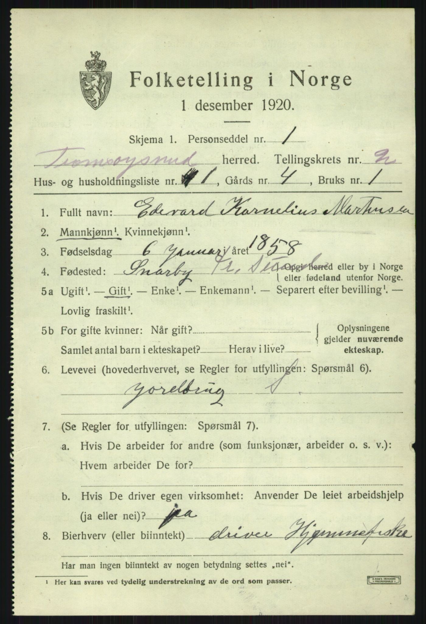 SATØ, 1920 census for Tromsøysund, 1920, p. 2362