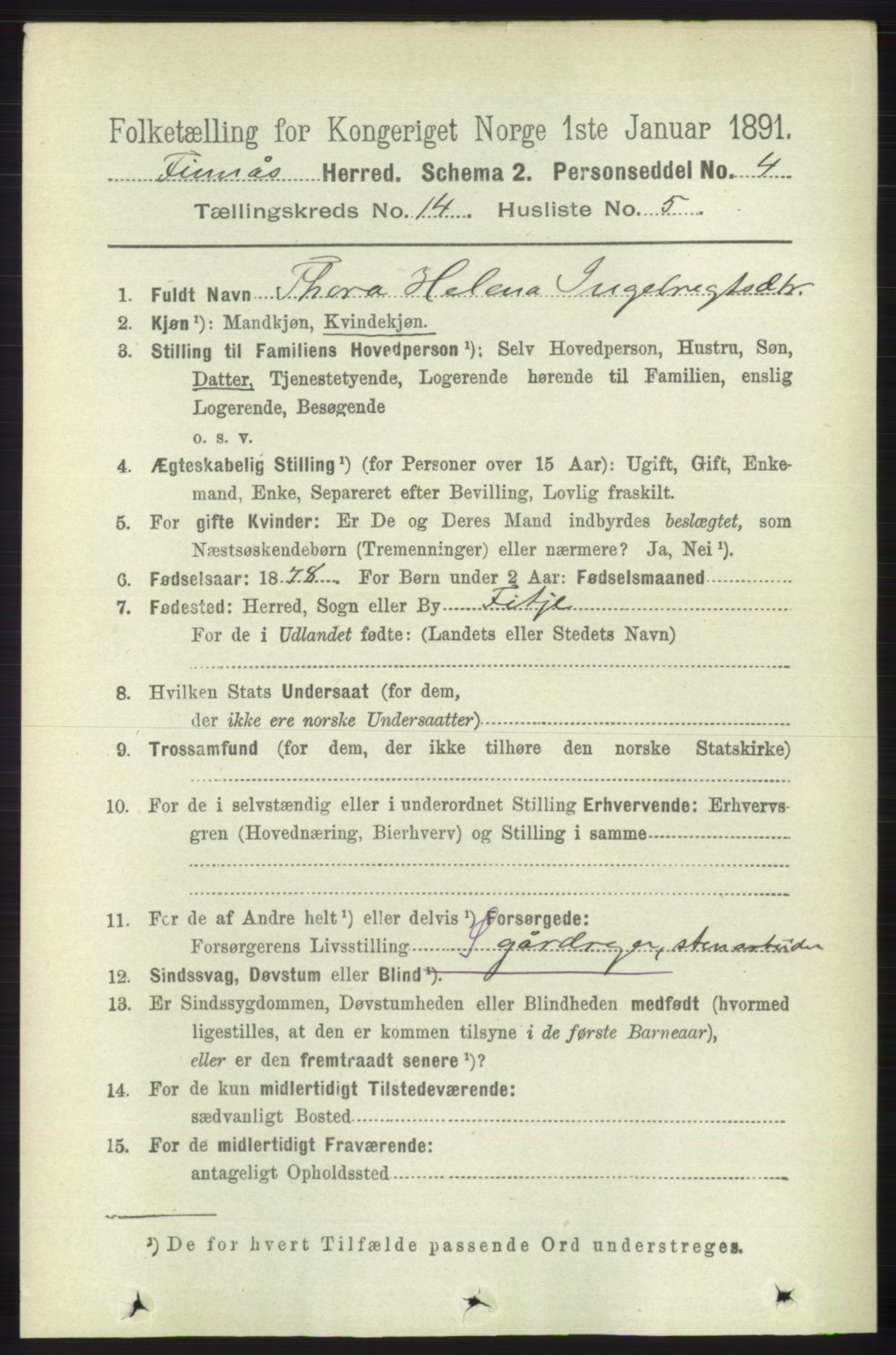 RA, 1891 census for 1218 Finnås, 1891, p. 5728