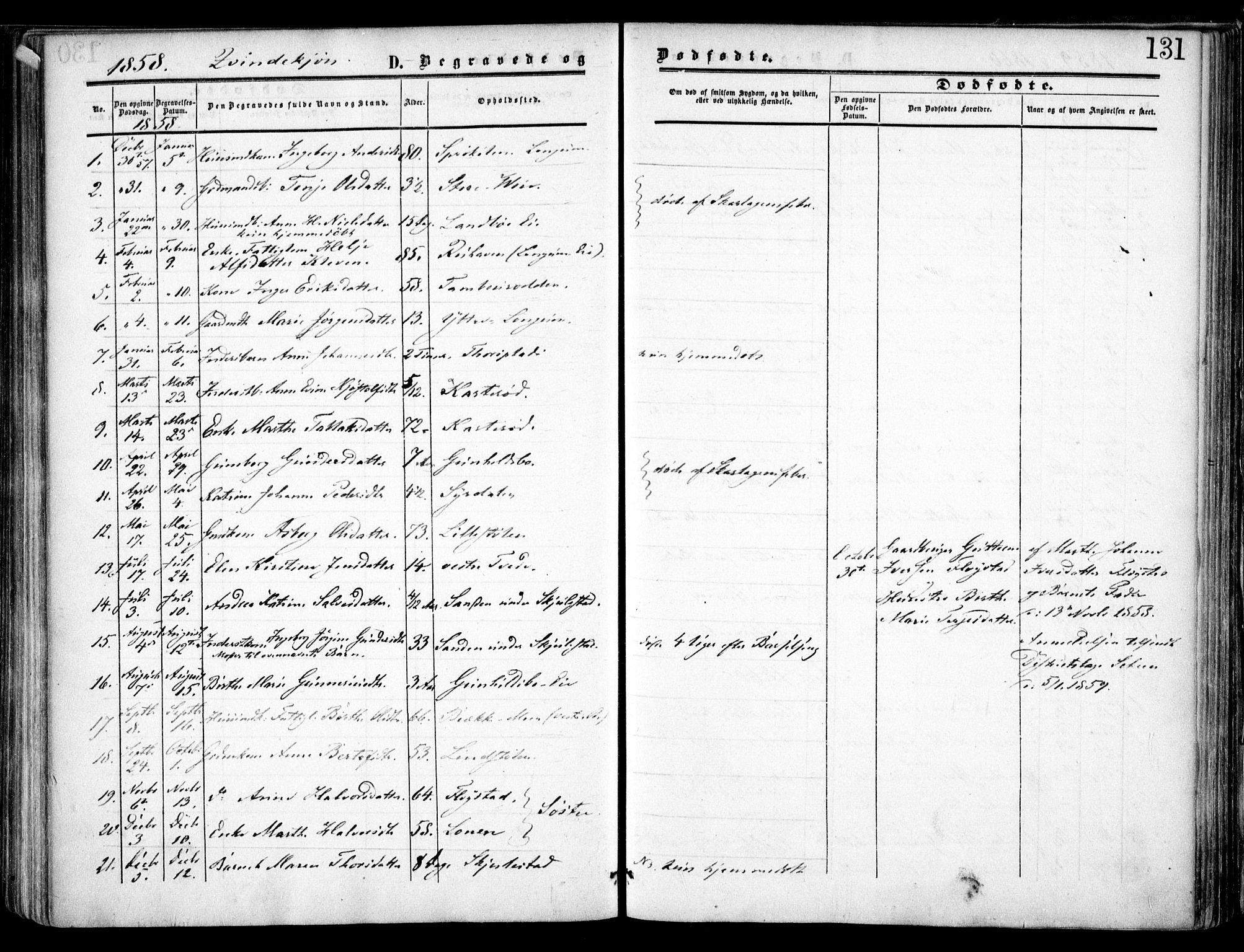 Austre Moland sokneprestkontor, SAK/1111-0001/F/Fa/Faa/L0008: Parish register (official) no. A 8, 1858-1868, p. 131