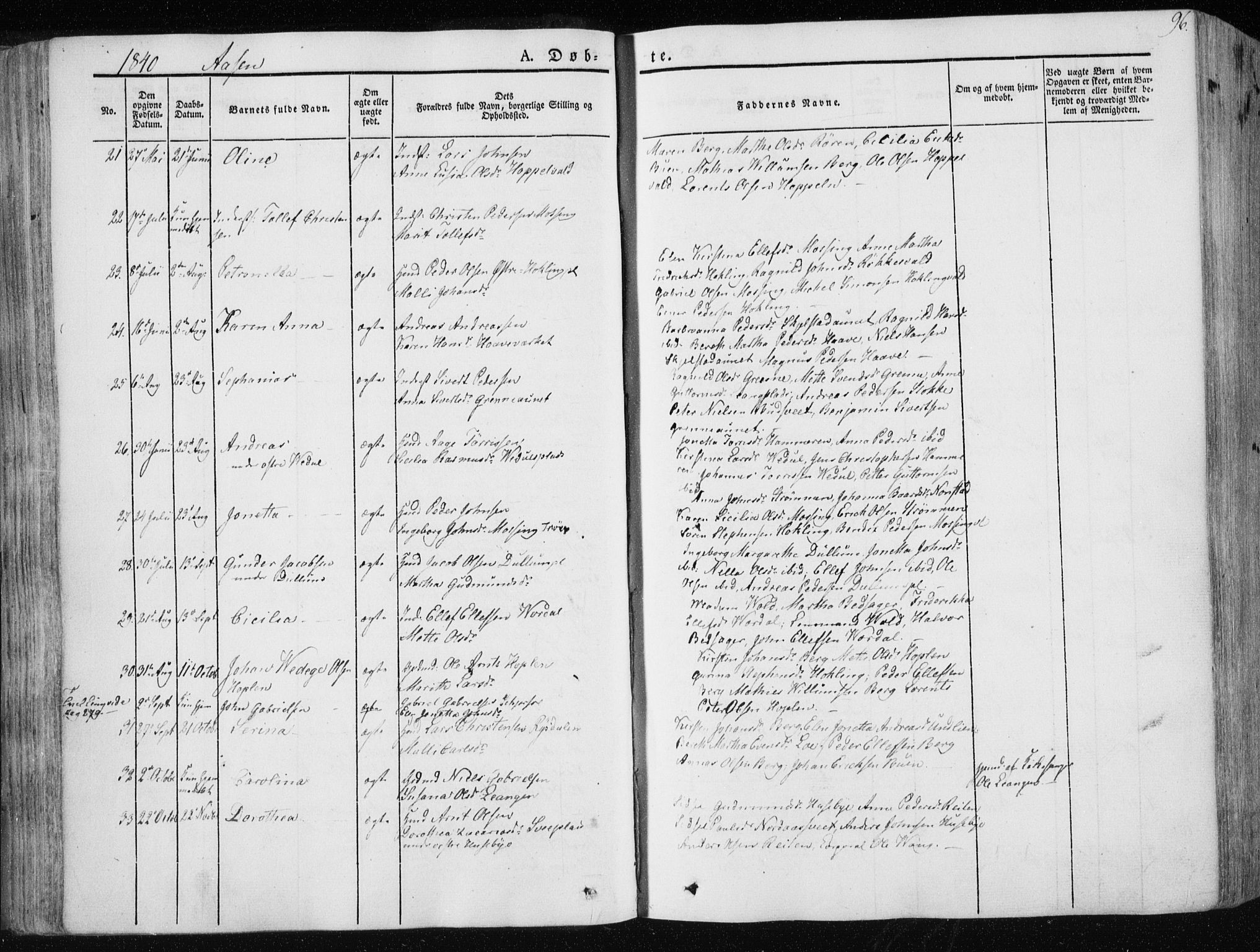 Ministerialprotokoller, klokkerbøker og fødselsregistre - Nord-Trøndelag, AV/SAT-A-1458/713/L0115: Parish register (official) no. 713A06, 1838-1851, p. 96