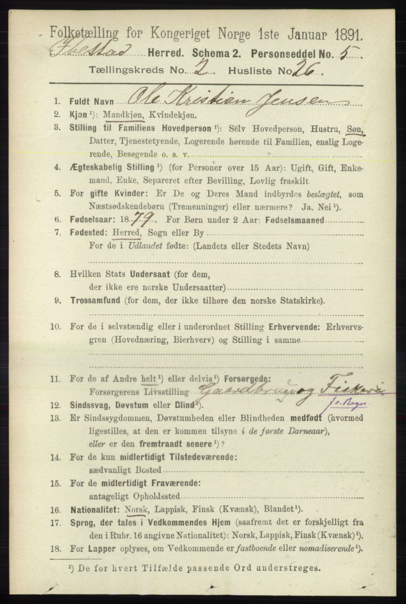 RA, 1891 census for 1917 Ibestad, 1891, p. 980