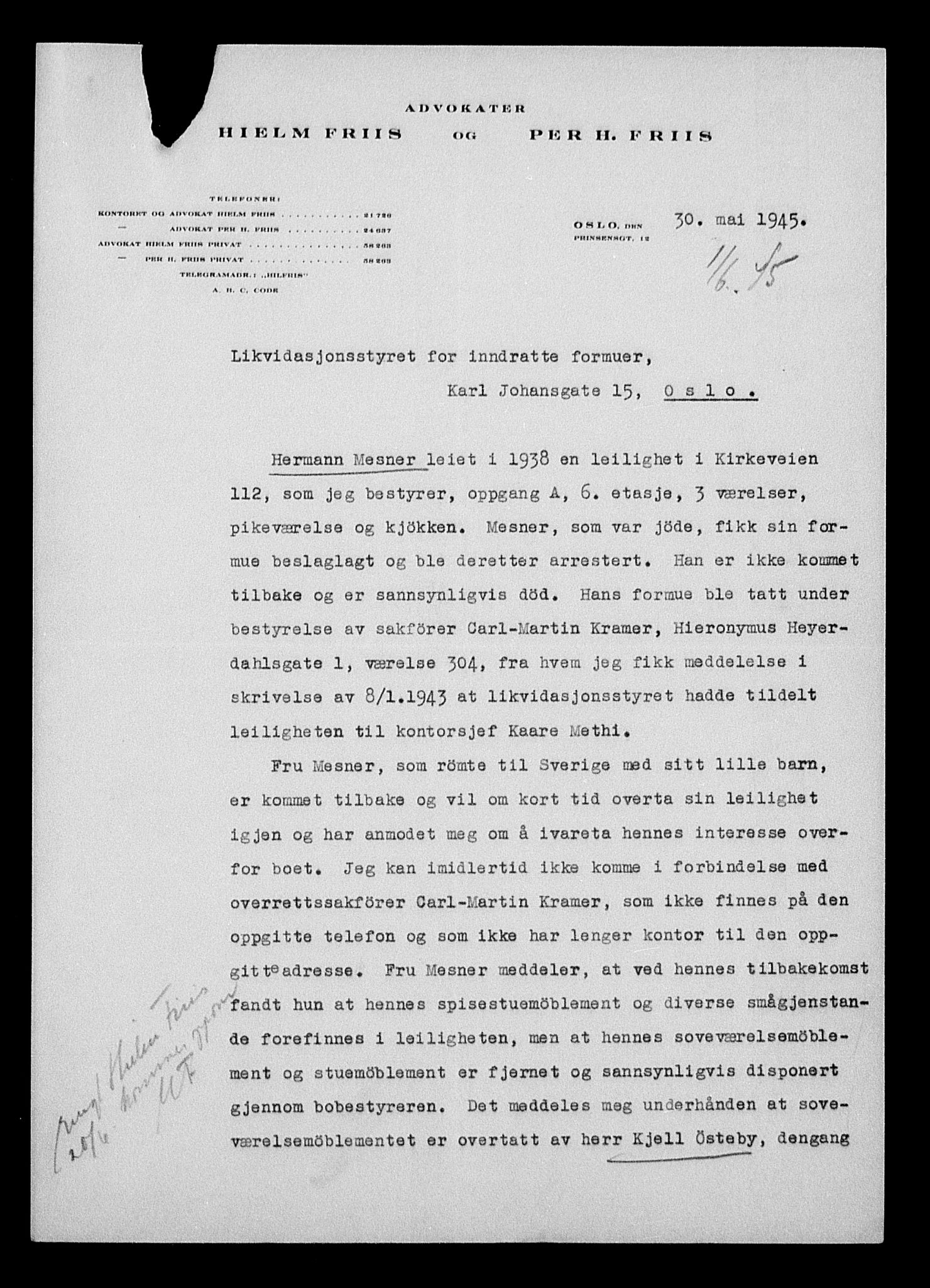 Justisdepartementet, Tilbakeføringskontoret for inndratte formuer, AV/RA-S-1564/H/Hc/Hcc/L0964: --, 1945-1947, p. 30