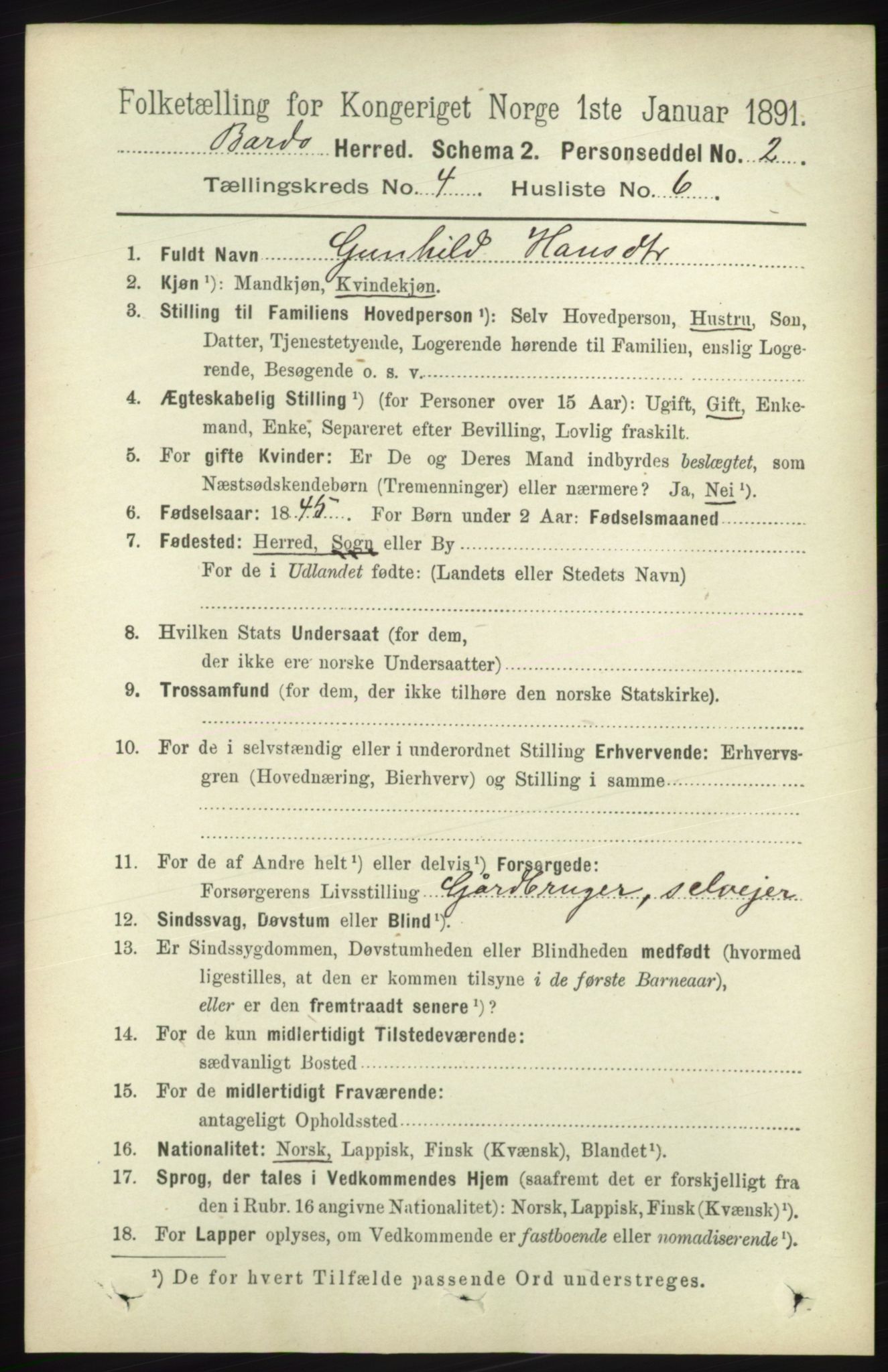 RA, 1891 census for 1922 Bardu, 1891, p. 1359