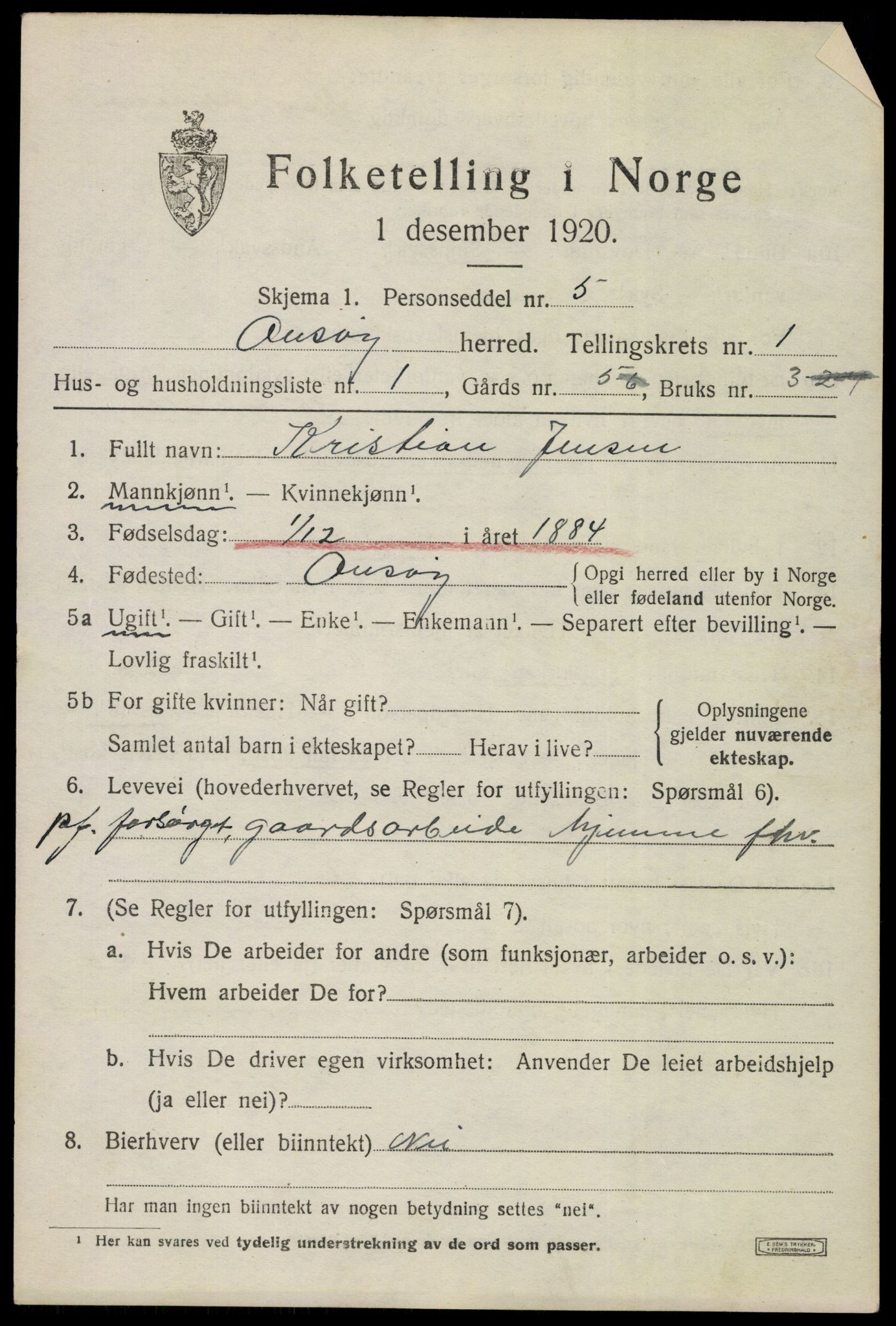 SAO, 1920 census for Onsøy, 1920, p. 2950